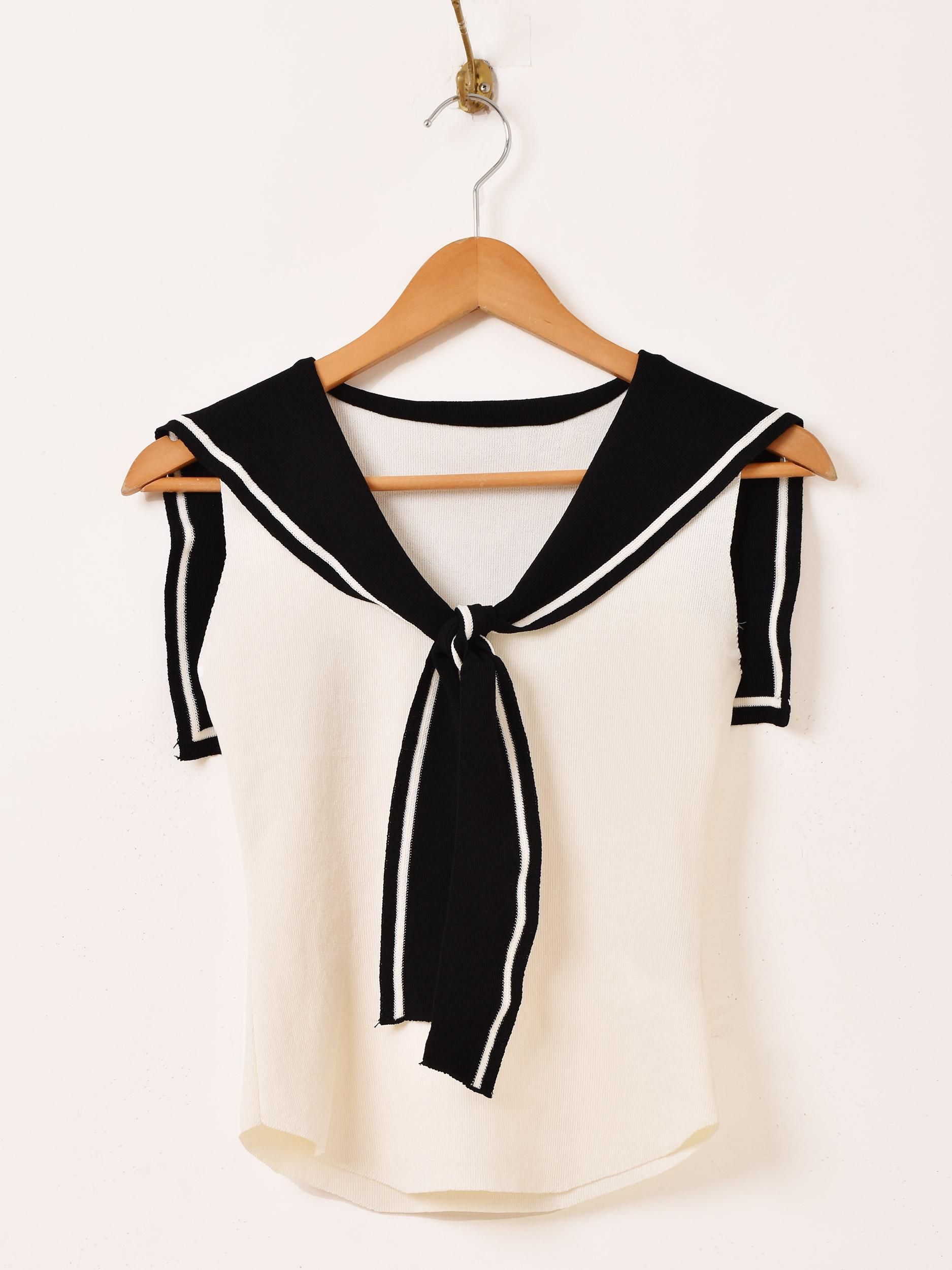 2色展開】「Meridian」セーラーカラー ノースリーブトップス ネイビー