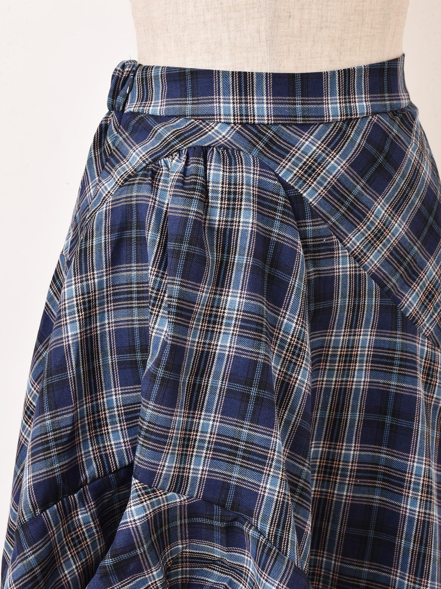 2色展開】「Meridian」チェック柄 フリル アシンメトリー スカート