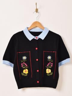 フレンチヴィンテージ レトロポロシャツ 茶 サマーニット 古着 L ユニセックス フレンチヴィンテージ サマーニット レトロ ポロニット ユニ