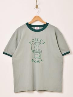 古着「Backers」プリント リンガーTシャツ「TOILET BOWL」 グリーン 古着のネット通販 古着屋グレープフルーツ ムーン