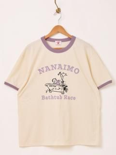 古着「Backers」プリント リンガーTシャツ「NANAIMO Bathtub Race」ホワイト 古着のネット通販 古着屋グレープフルーツ ムーン