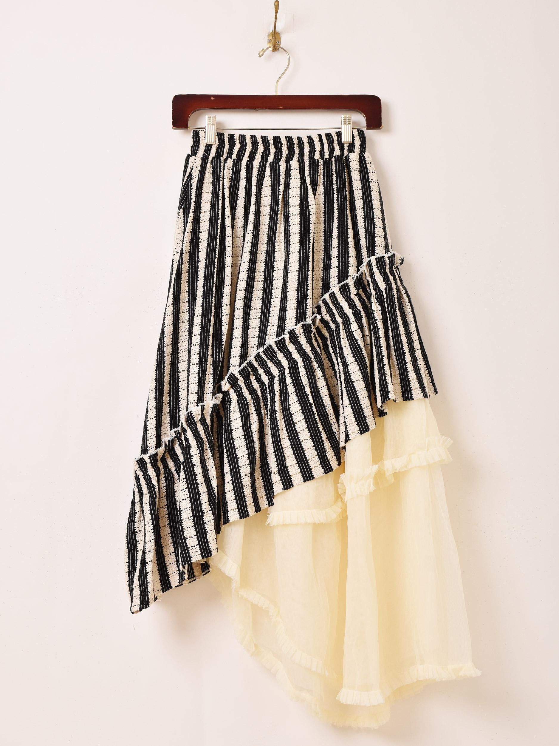 Emerald Motel」透かし編み×チュール アシンメトリー スカート - 古着