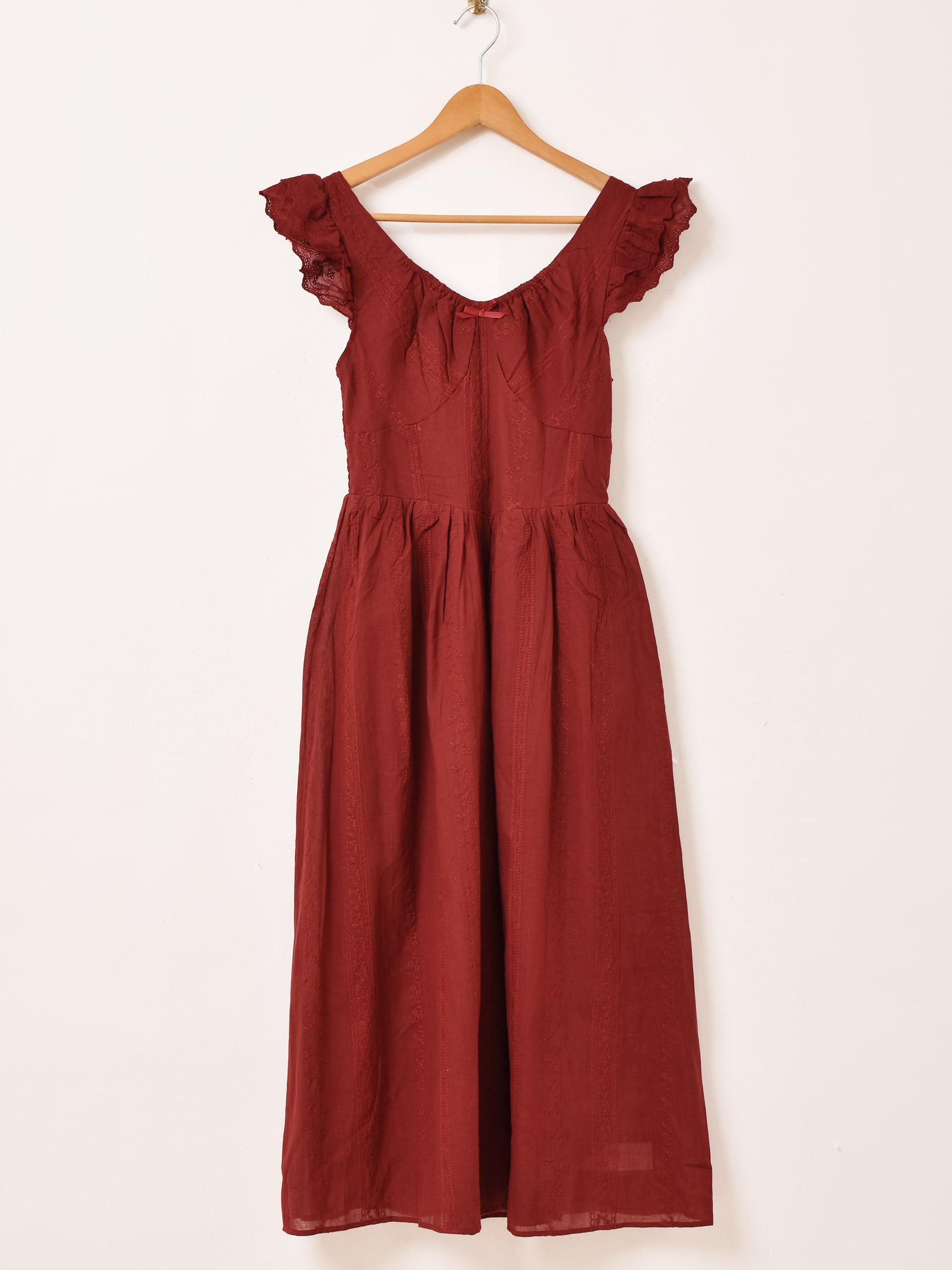 2色展開】「Meridian」刺繍 フリルショルダー ノースリーブワンピース