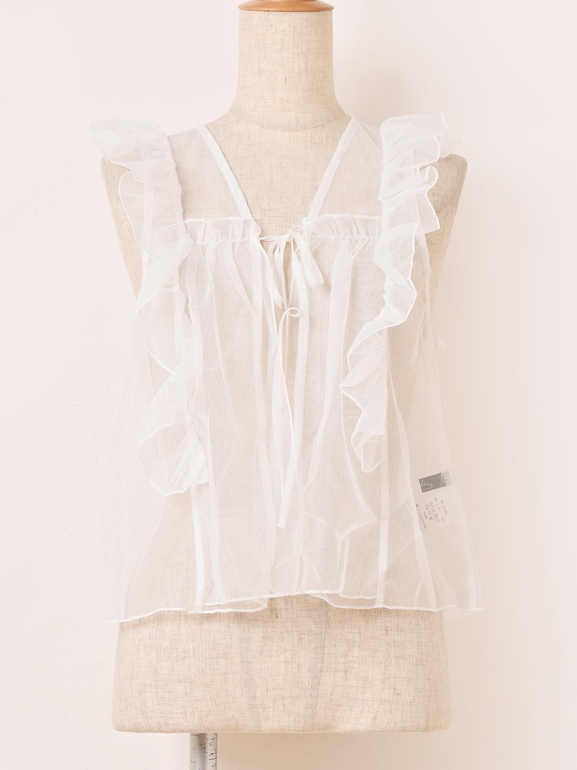 3色展開】「Meridian」チュール フリル ベスト グレー - 古着屋