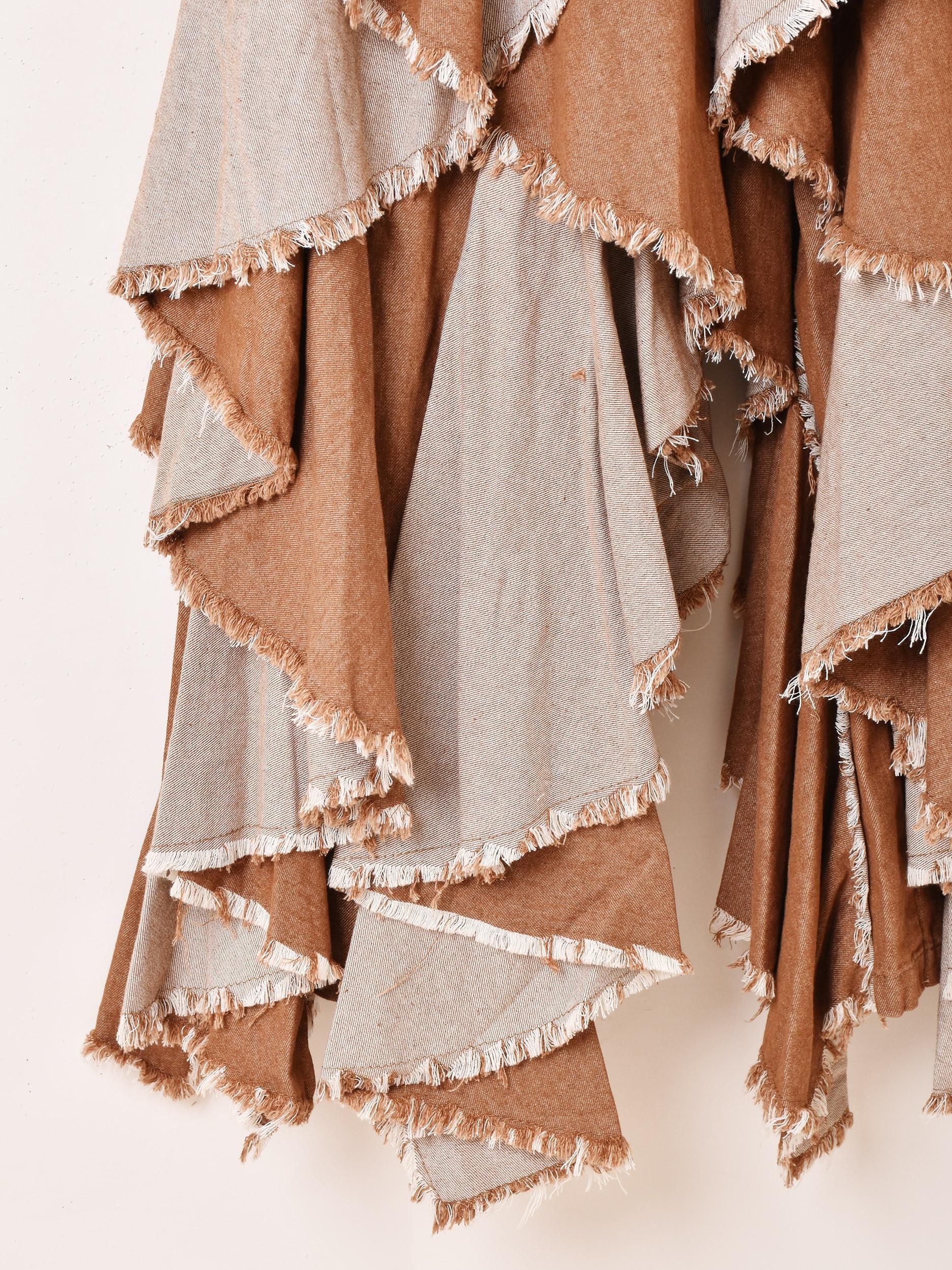 3色展開】スパイラルフリル デニムパンツ ブラウン - 古着屋