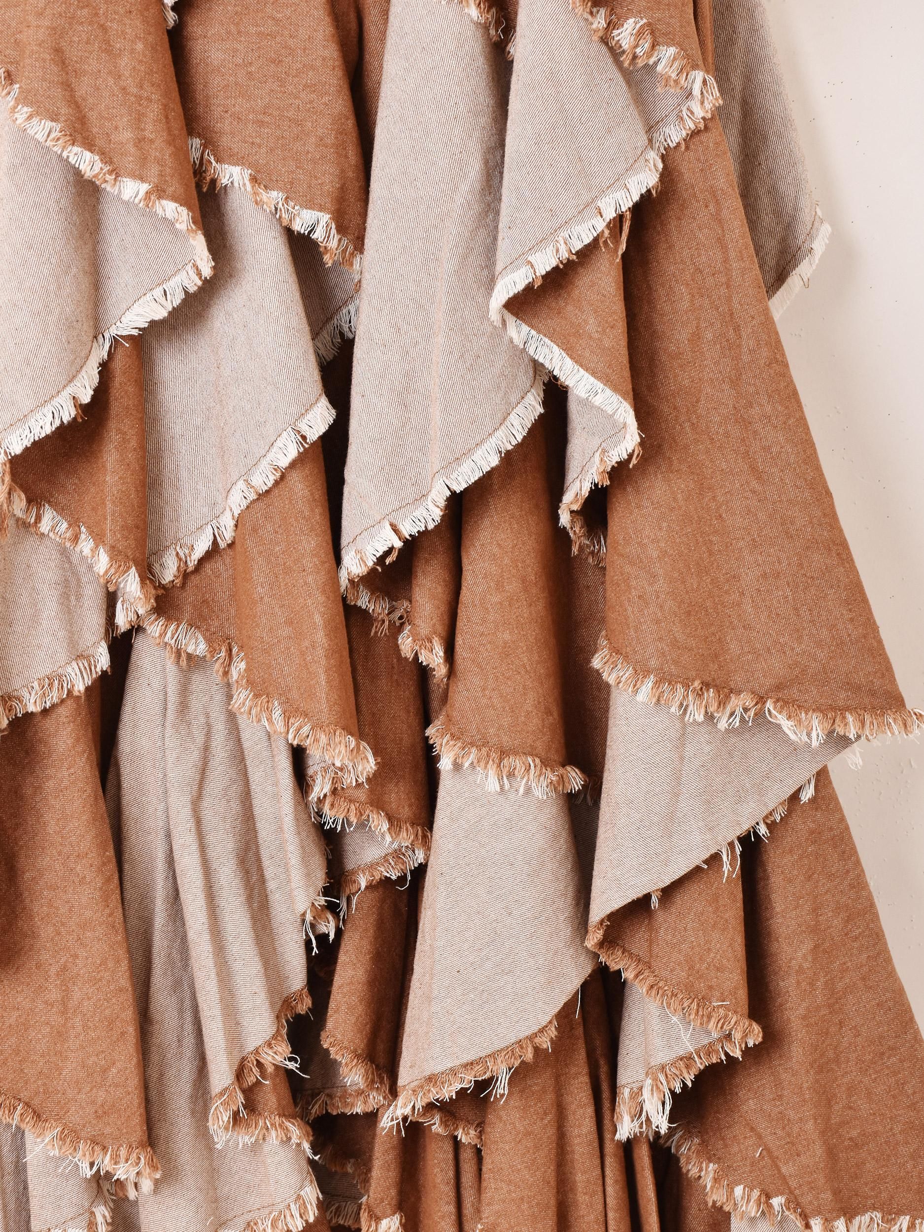 フリル フレア フリンジ デニムパンツ 個性的 GRAPEFRUIT MOON フリンジデザイン フレア デニムパンツ - 古着屋グレープフルーツ