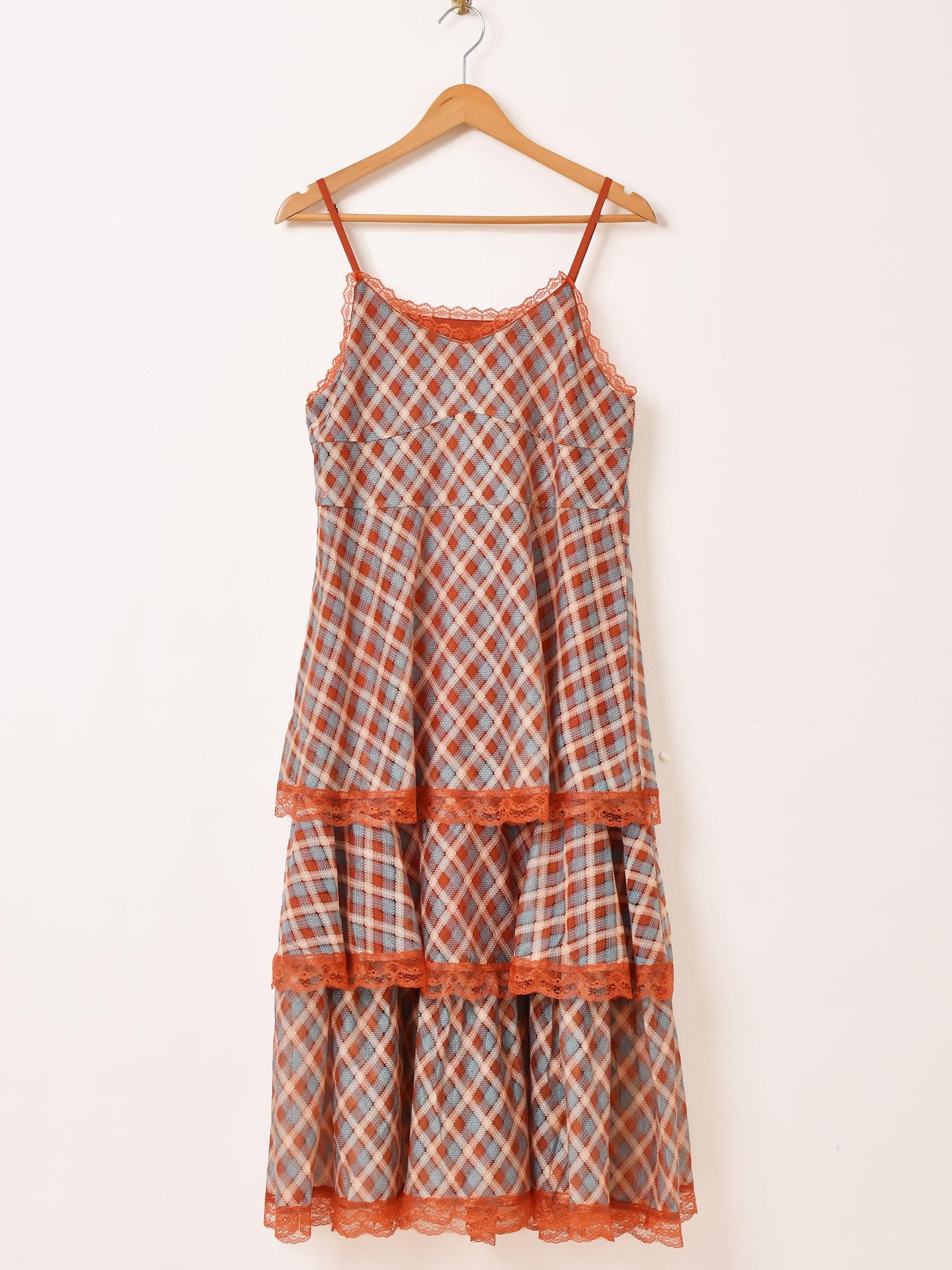 5色展開】「Meridian」チェック柄 ラッフル キャミソールワンピース