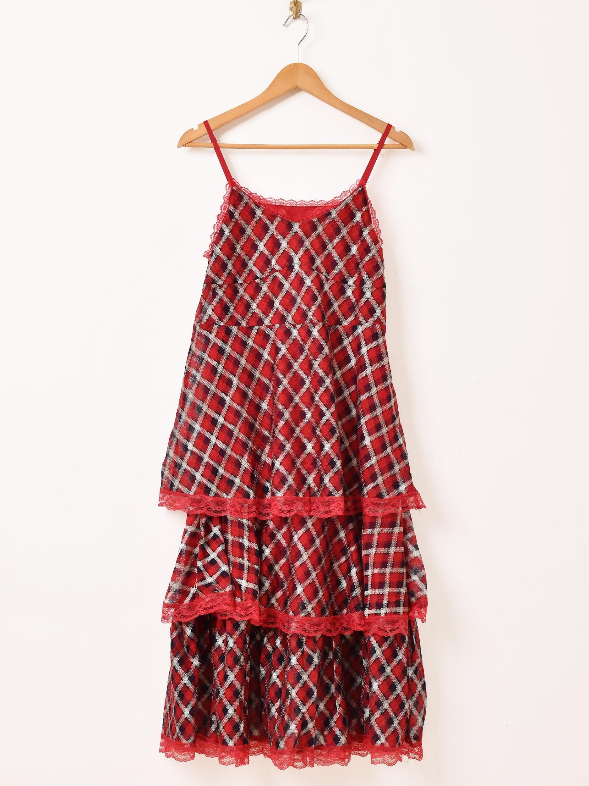 5色展開】「Meridian」チェック柄 ラッフル キャミソールワンピース