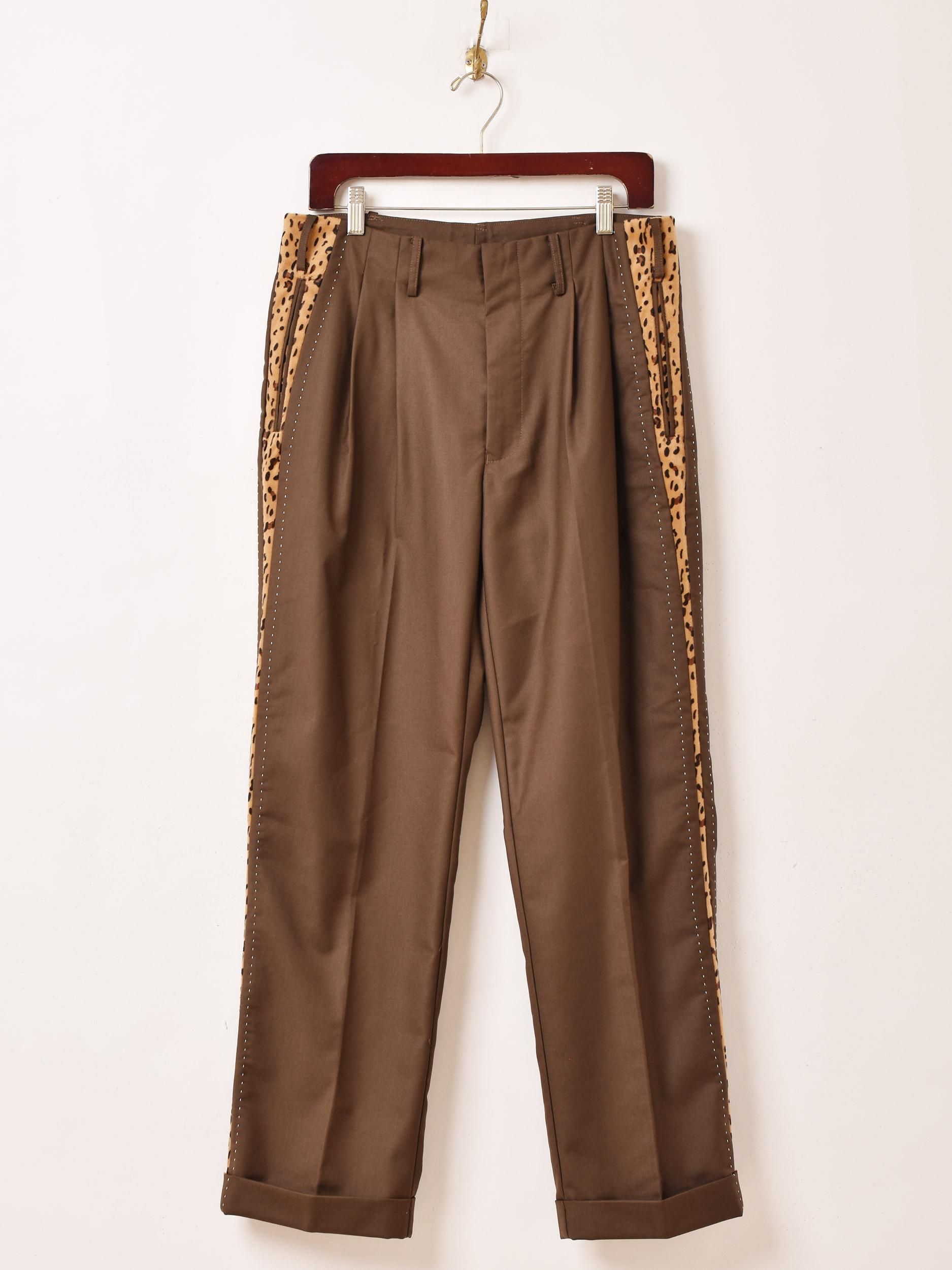 50s カスリ 総柄 スラックス ロカビリー ブラック 古着 50s 黒白 カスリ柄 上質 ウール スラックス パンツ スリム