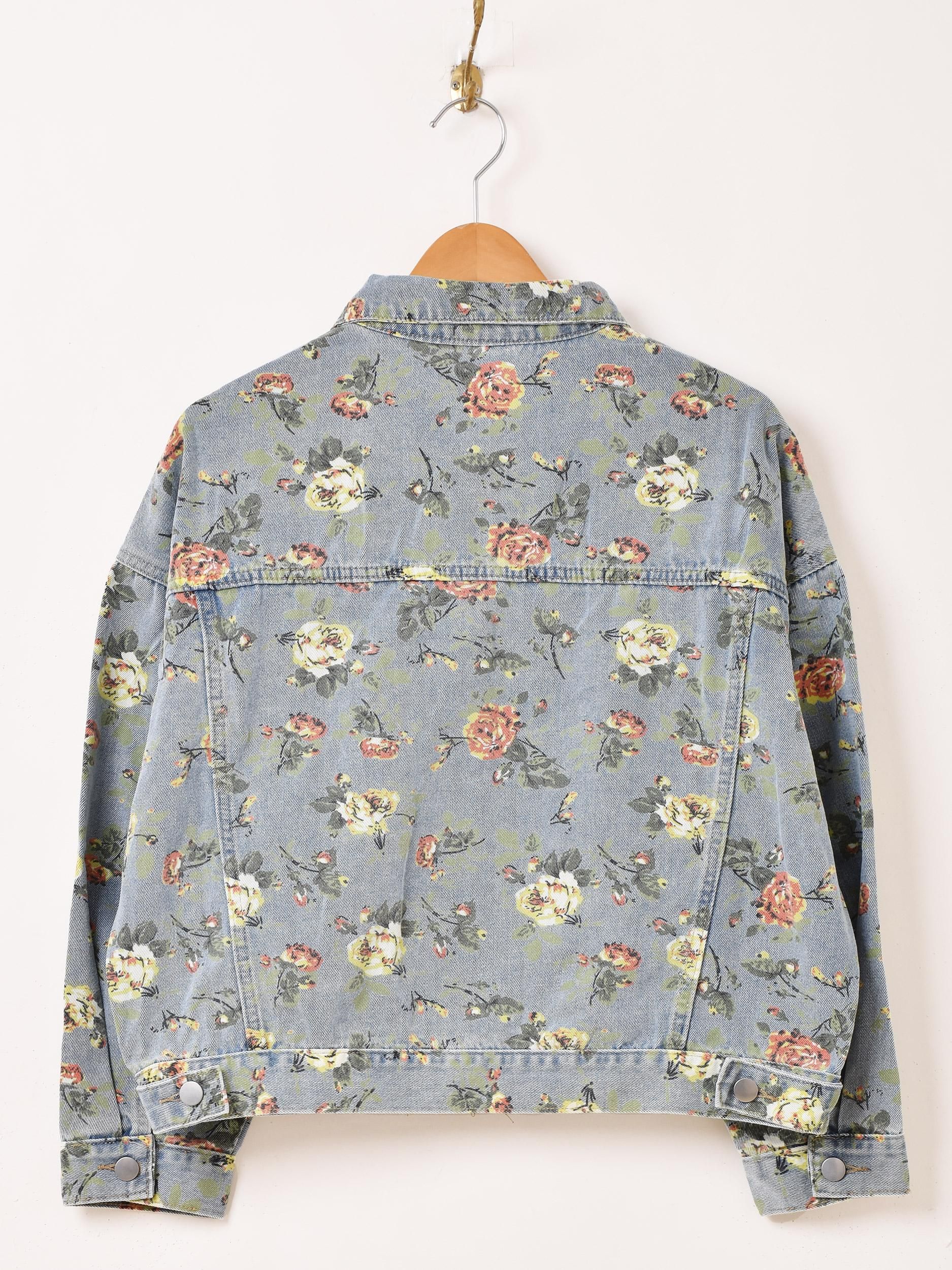 Elcamino」花柄 2カラー デニムジャケット - 古着屋グレープフルーツ