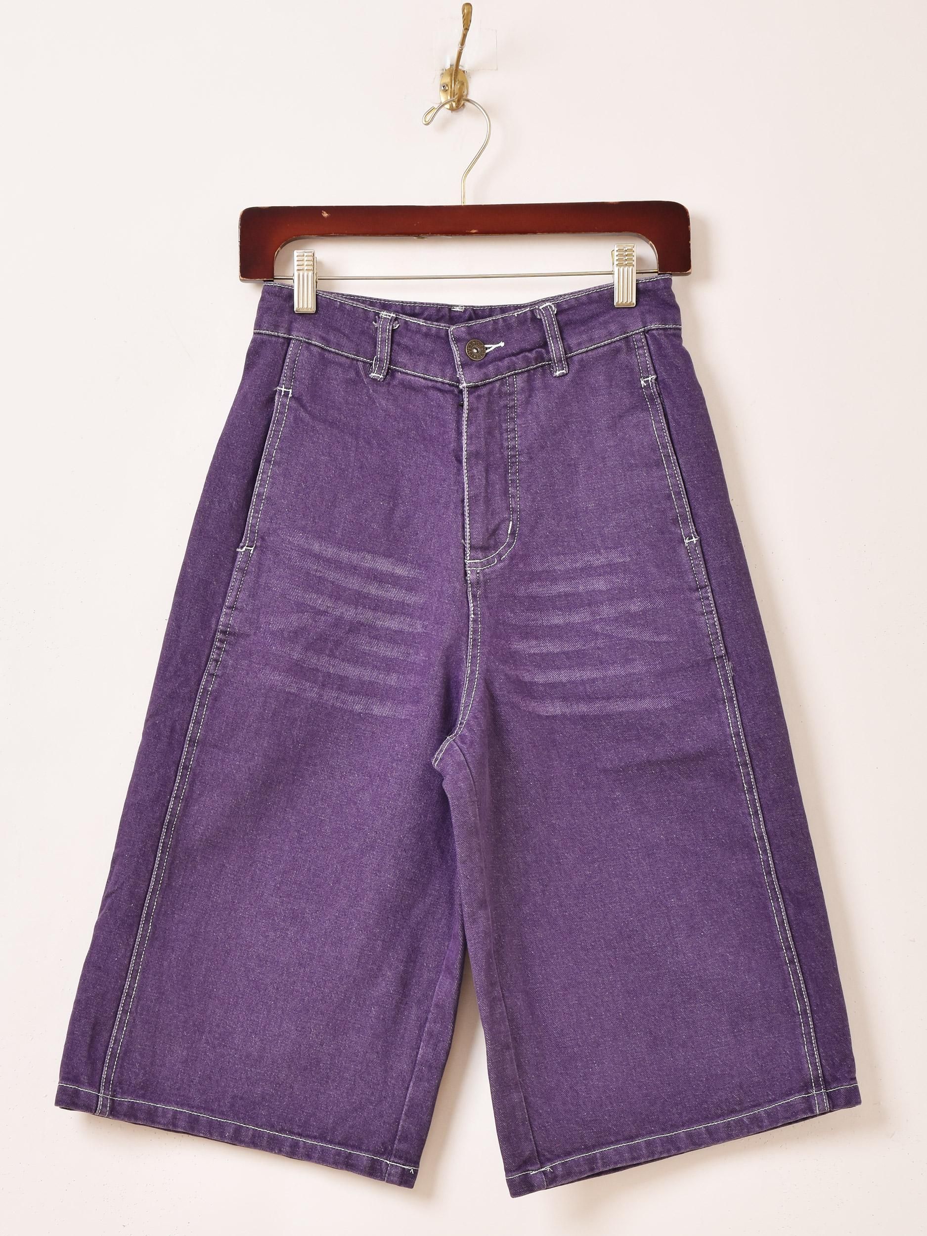 3色展開】「Elcamino」カラーデニム ハーフパンツ パープル - 古着屋