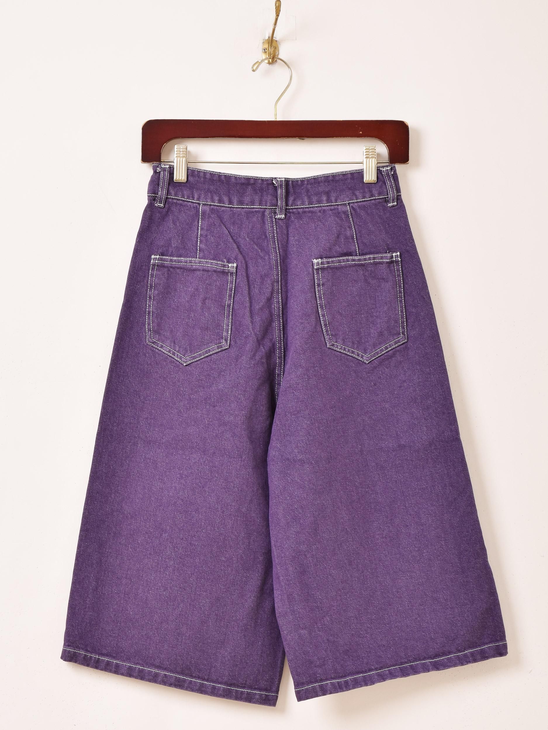 3色展開】「Elcamino」カラーデニム ハーフパンツ パープル - 古着屋