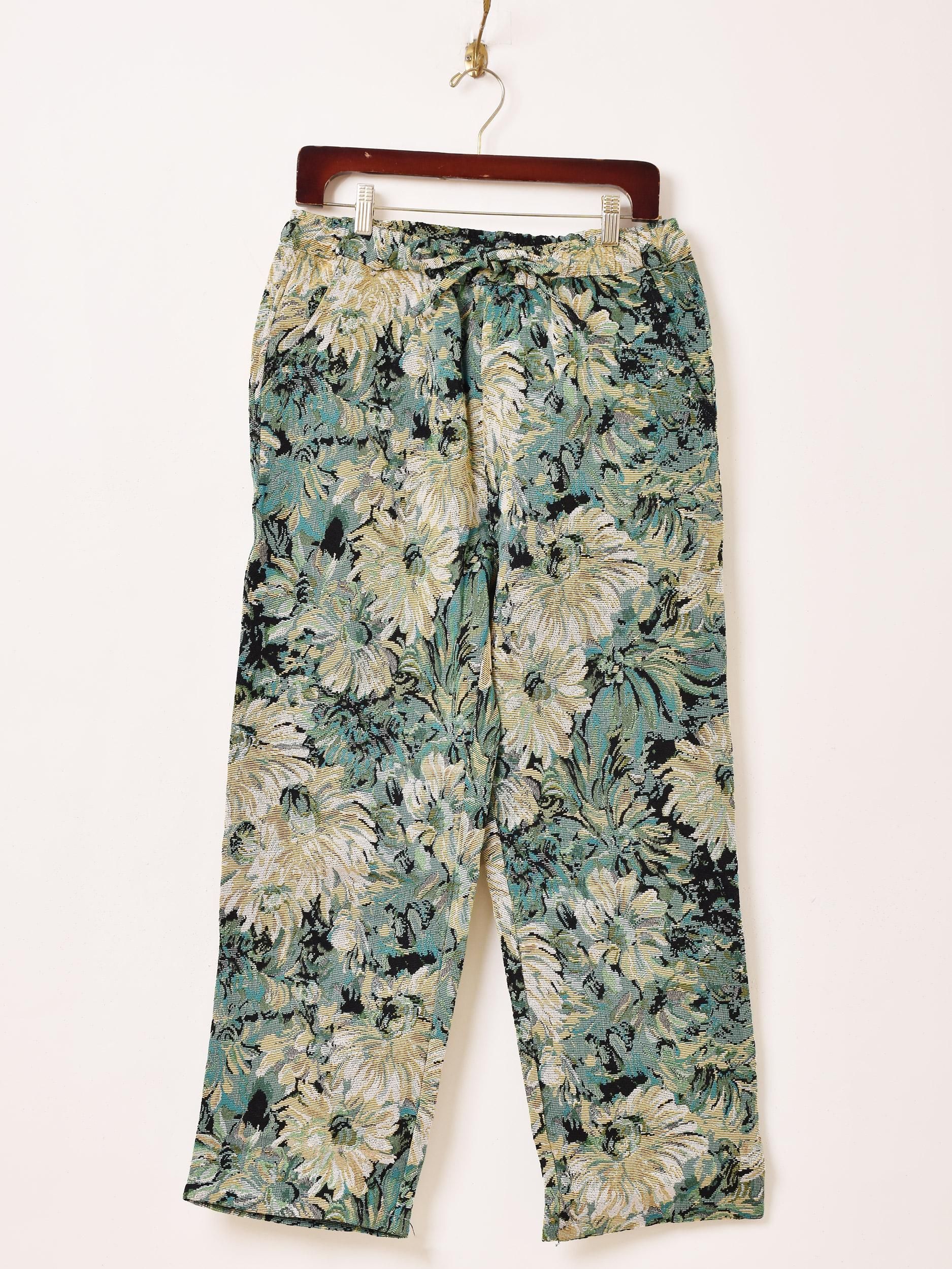 2色展開】「Backers」花柄 ゴブラン織り イージーパンツ ブルー