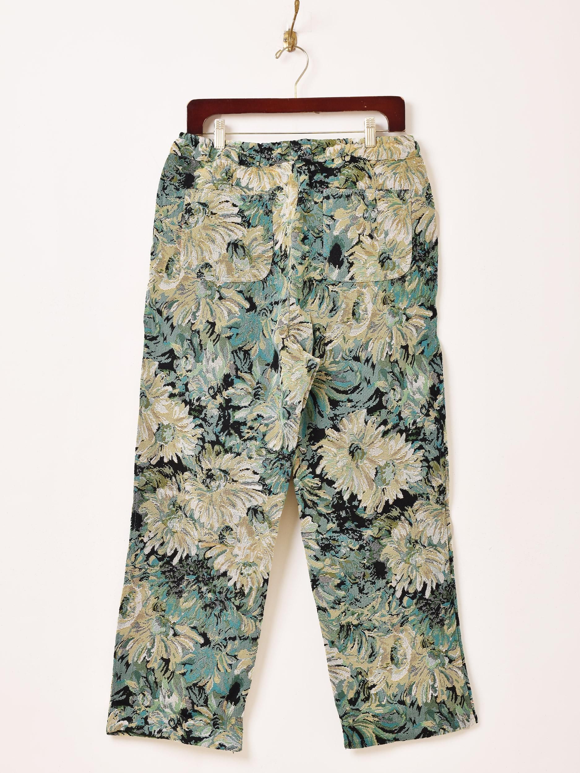 2色展開】「Backers」花柄 ゴブラン織り イージーパンツ ブルー