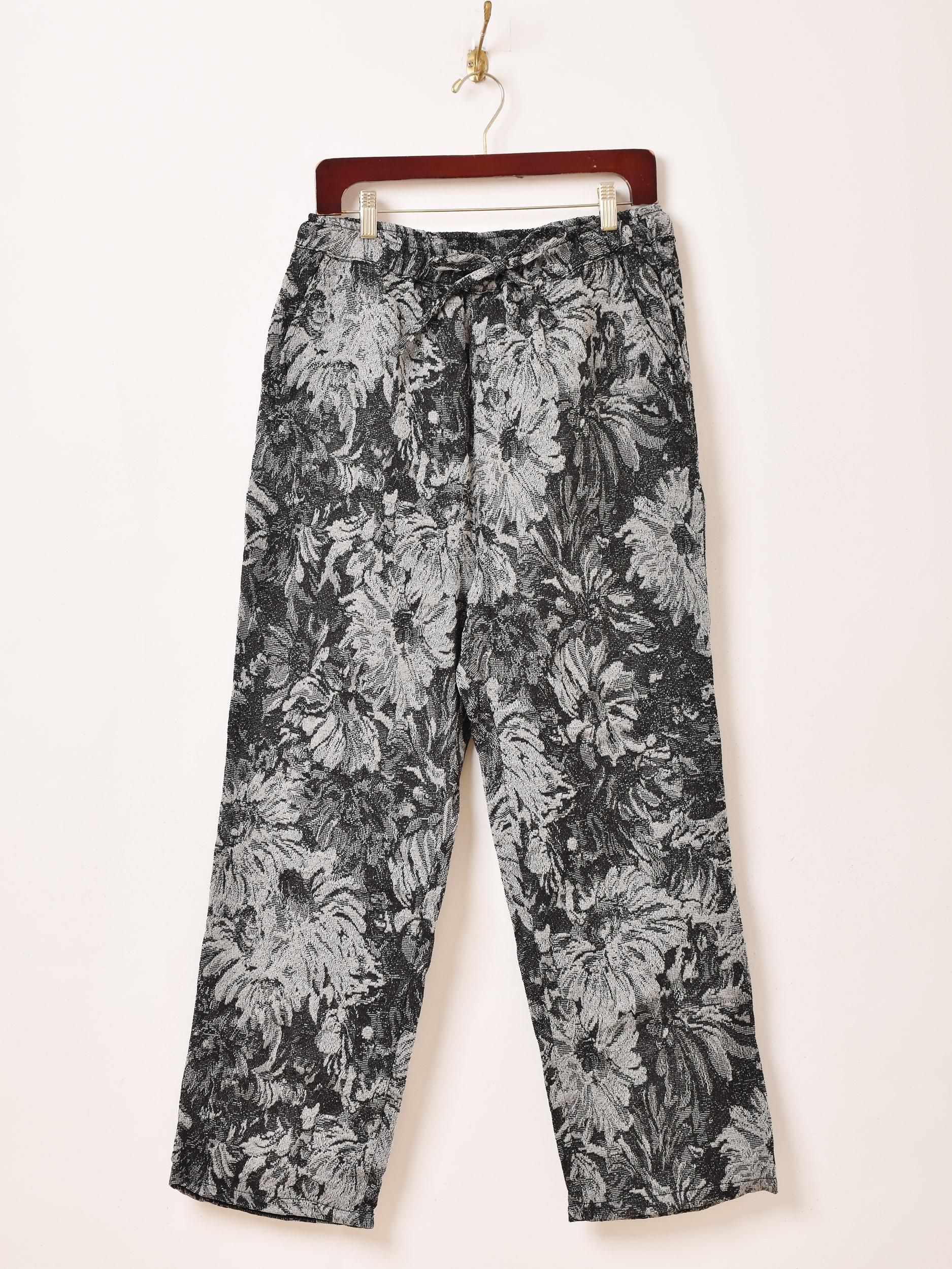 2色展開】「Backers」花柄 ゴブラン織り イージーパンツ ブルー