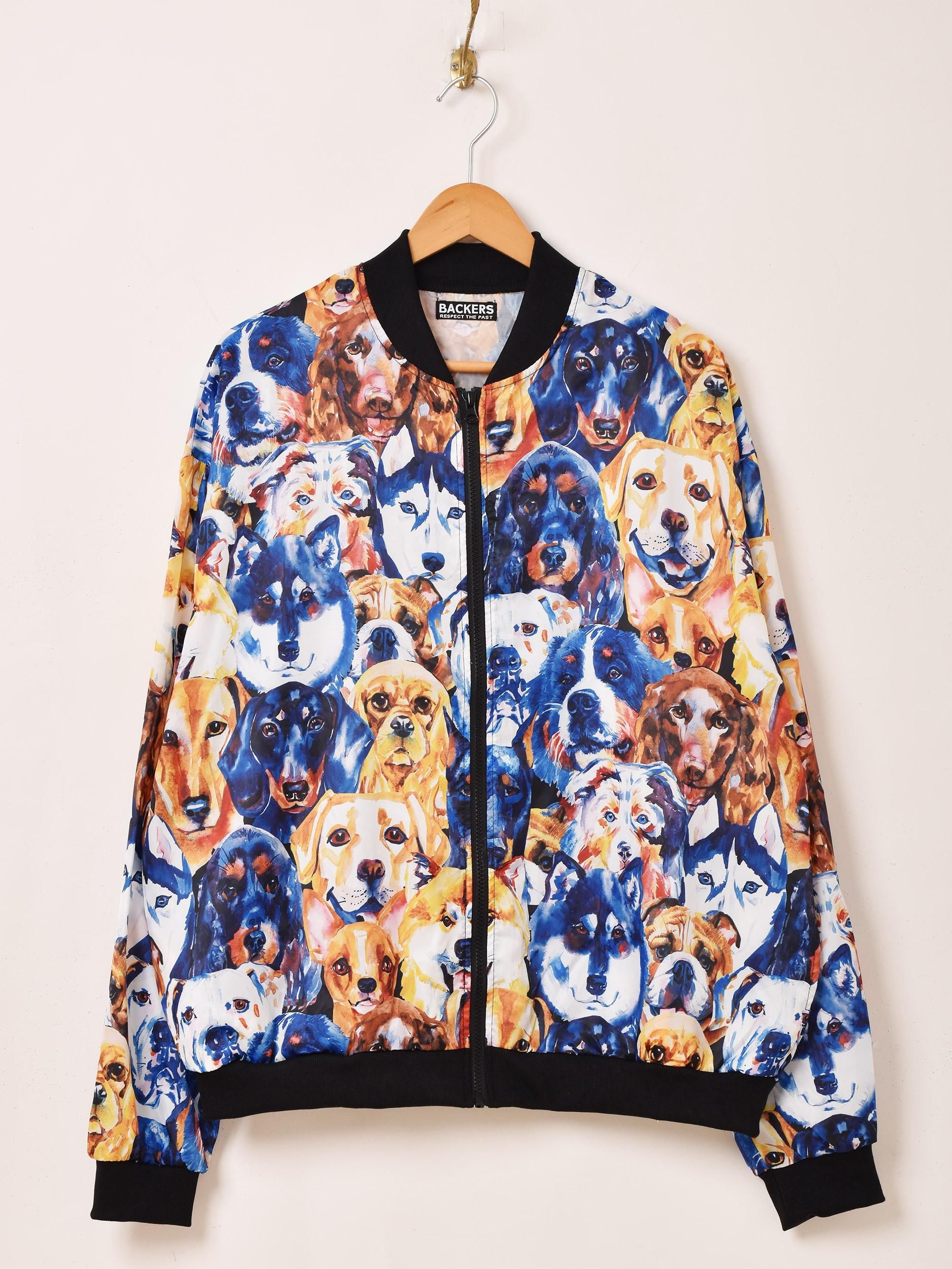 2色展開】「Backers」犬柄 ジャケット ブラック - 古着屋