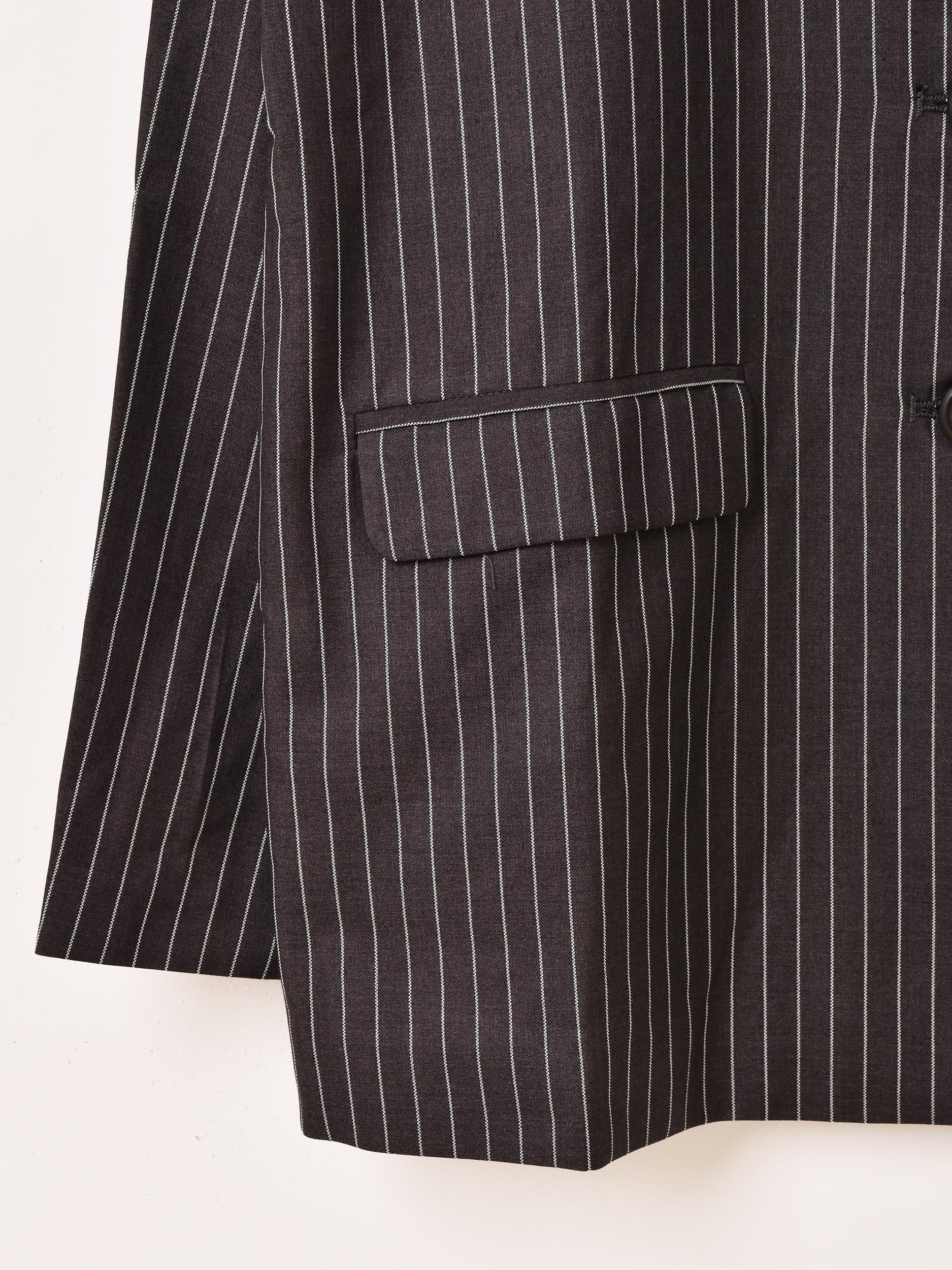 2色展開】「Meridian」ストライプ テーラードジャケット グレー - 古着