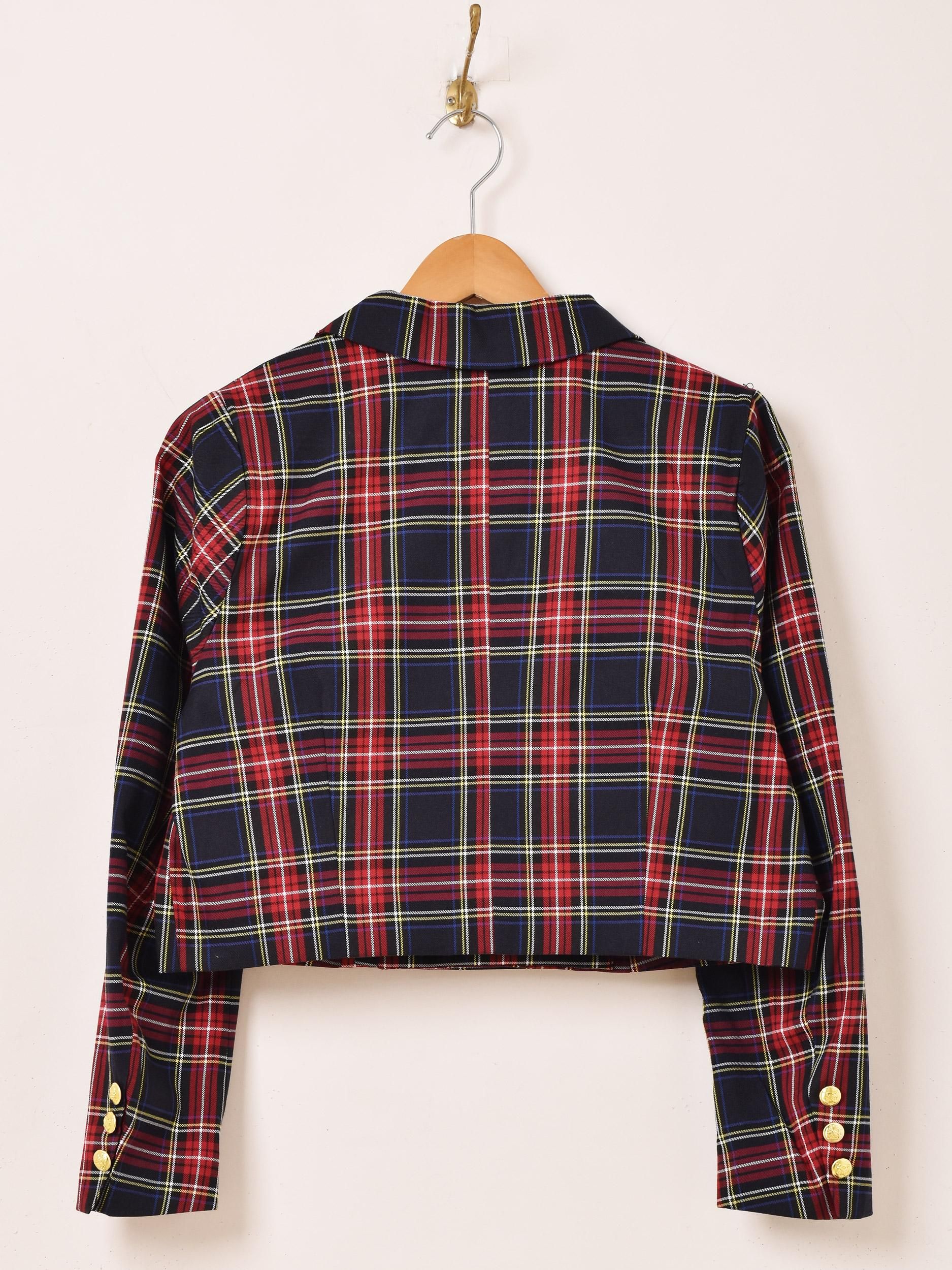 2色展開】「Meridian」チェック柄 ショート テーラードジャケット