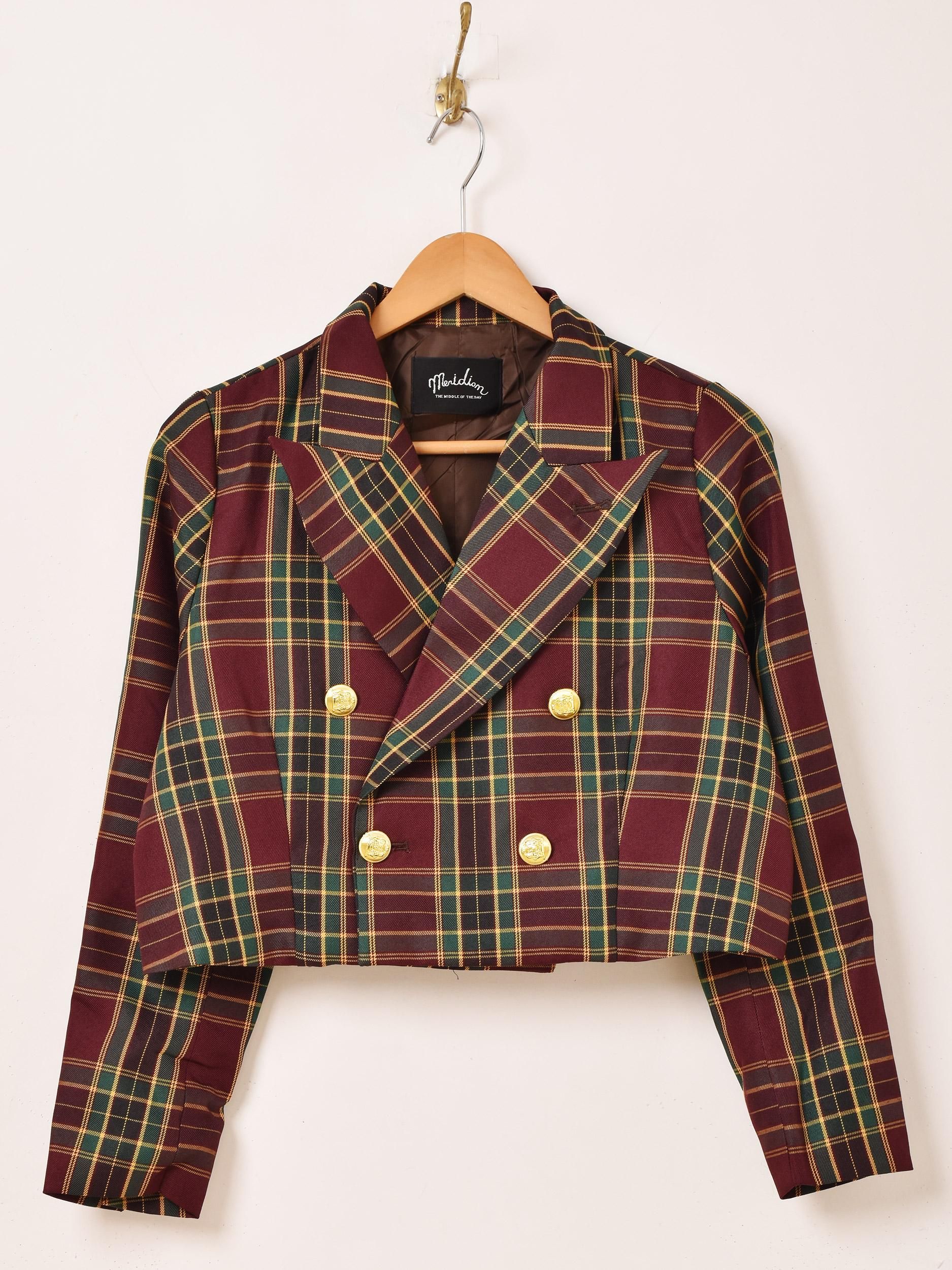 2色展開】「Meridian」チェック柄 ショート テーラードジャケット