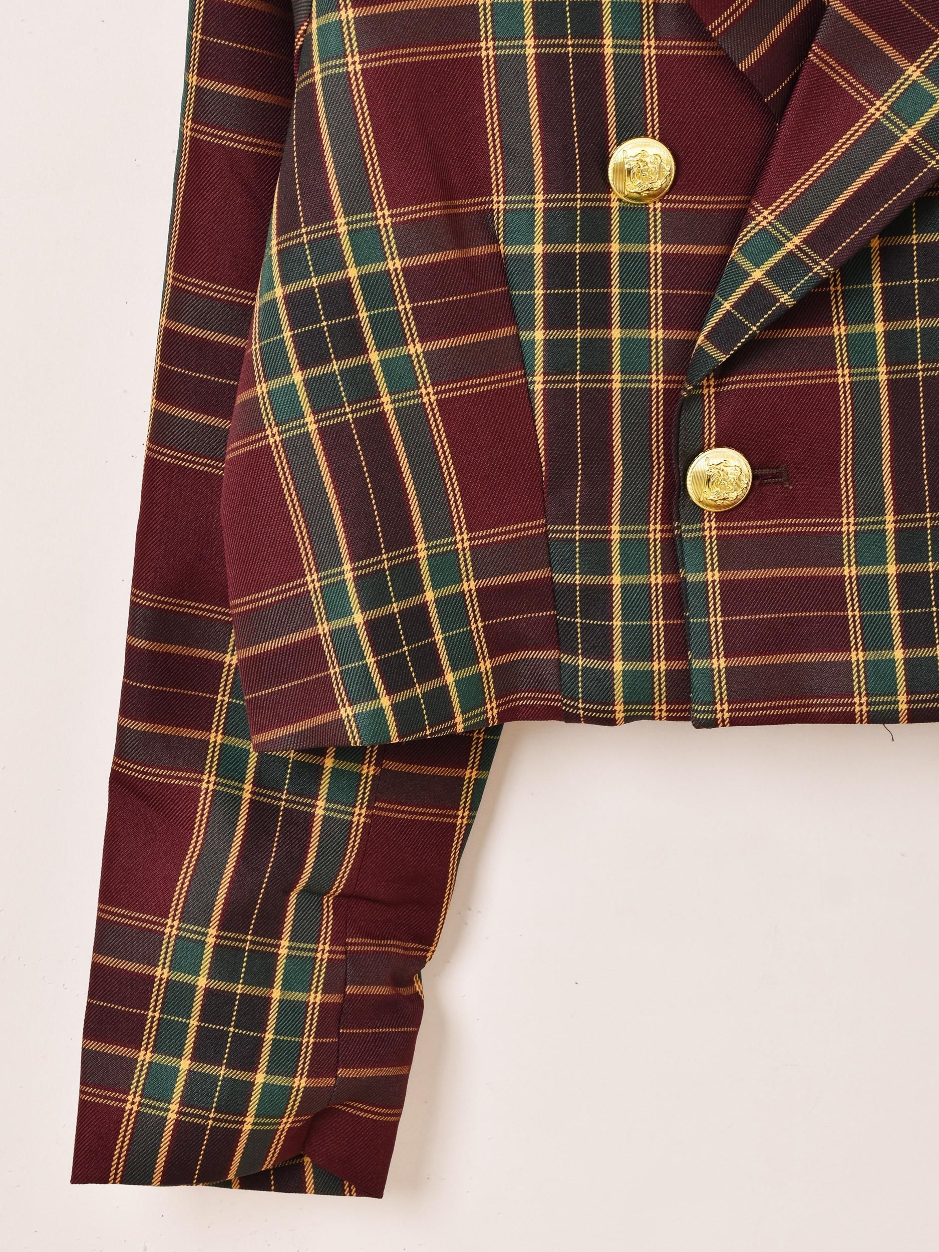 2色展開】「Meridian」チェック柄 ショート テーラードジャケット