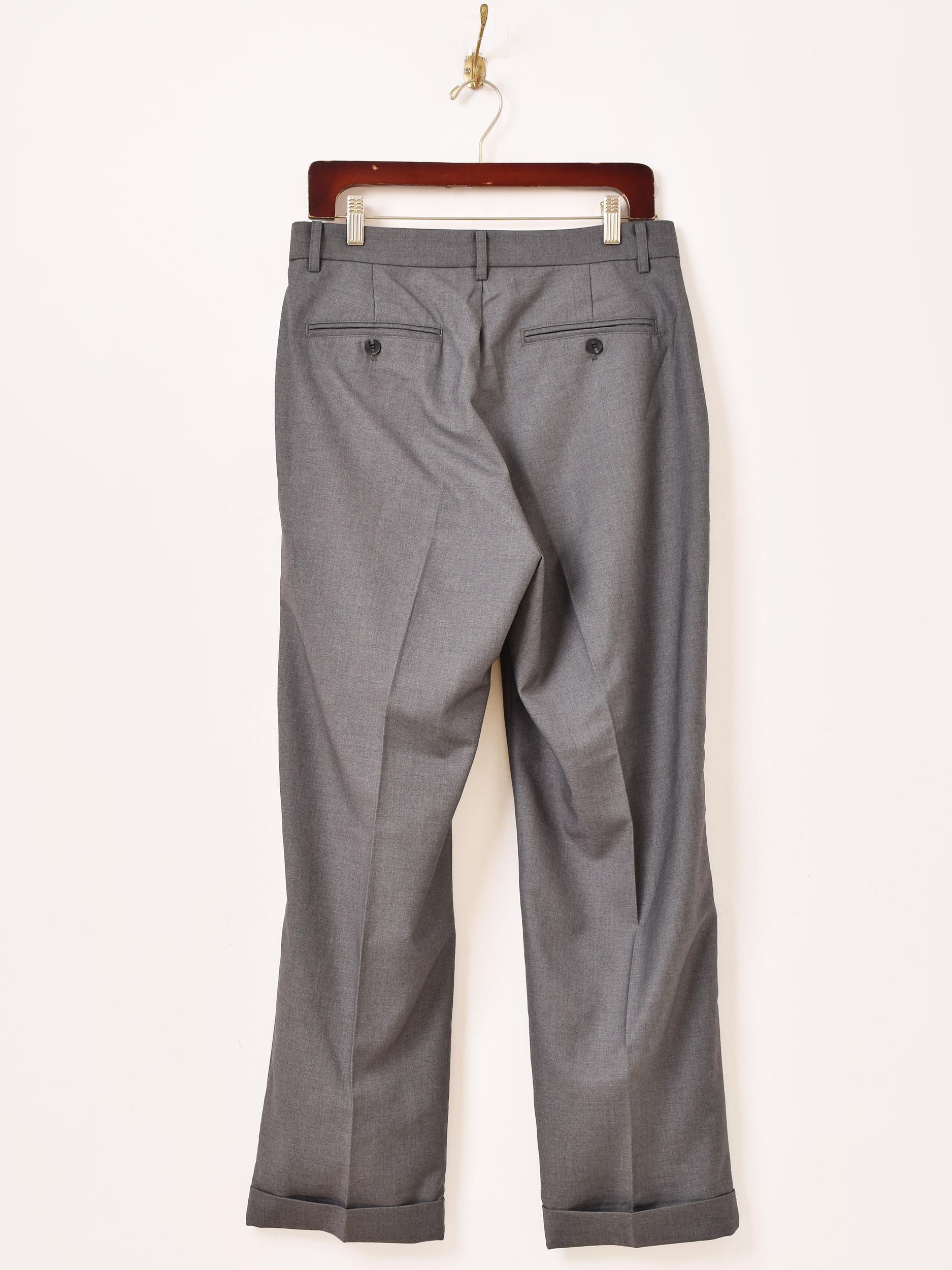 vintage slacks ワイド　スラックス　グレー 2色展開】「Backers」ワイド スラックス グレー - 古着屋