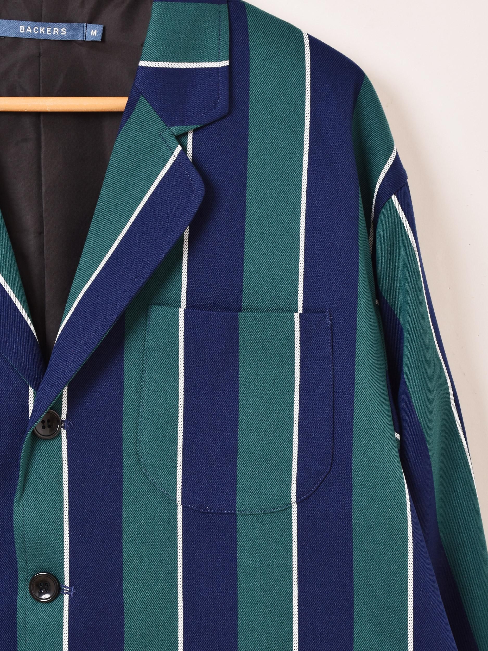 2色展開】「Backers」ストライプ テーラードジャケット ネイビー