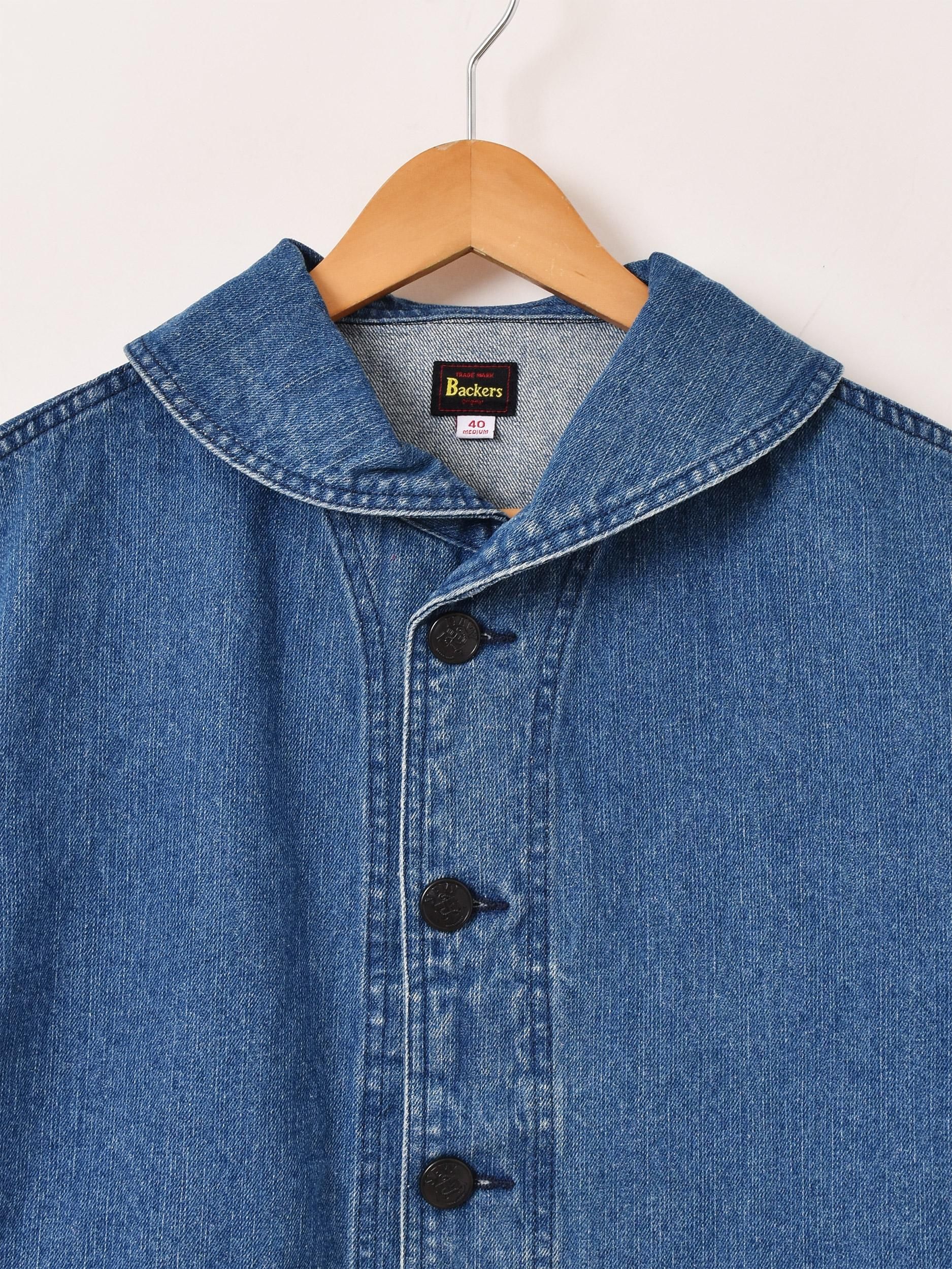 Backers」ショールカラー デニムカバーオール サックスブルー - 古着屋