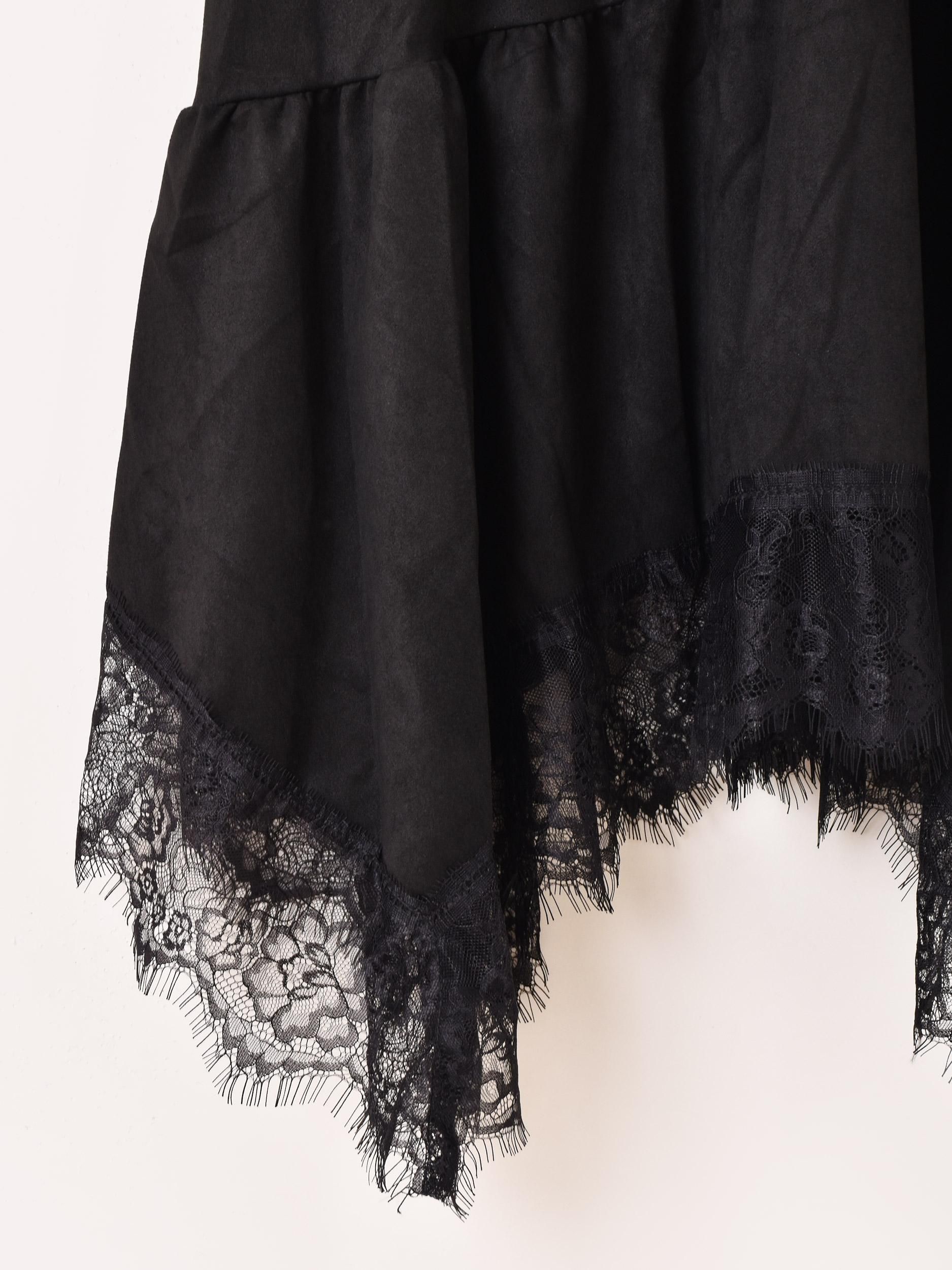 2色展開】「Meridian」レースヘム アシンメトリー スカート ブラック