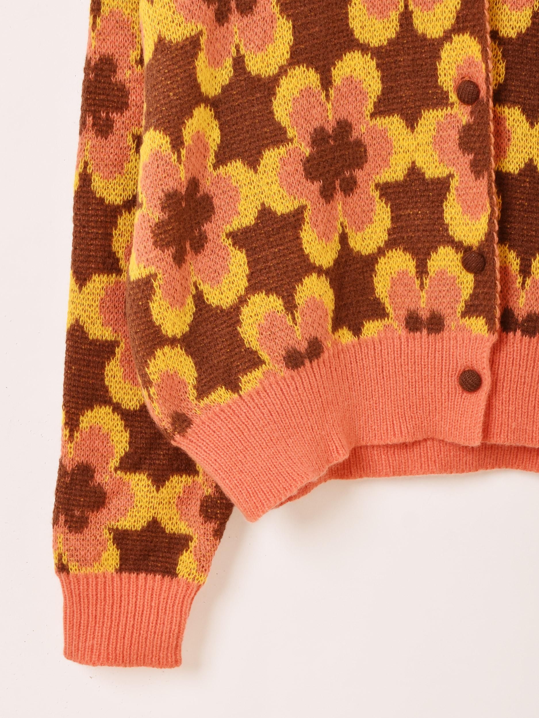 2色展開】「Meridian」花柄 襟付き カーディガン オレンジ