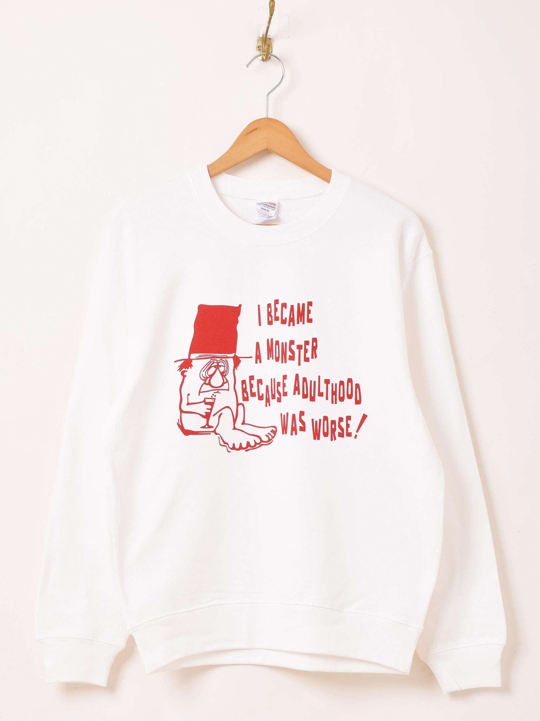2色展開】プリント スウェットシャツ「Monster」 ホワイト