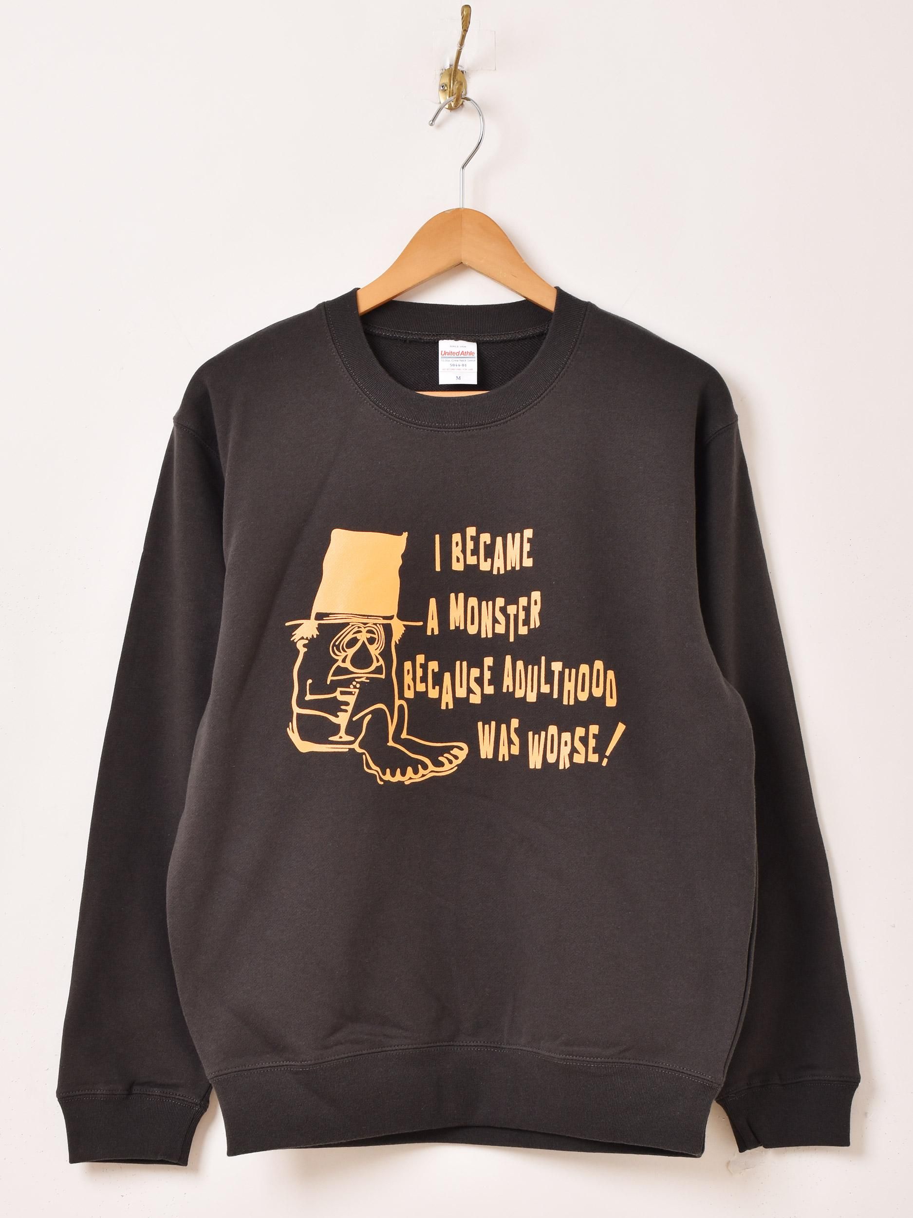 2色展開】プリント スウェットシャツ「Monster」 ホワイト