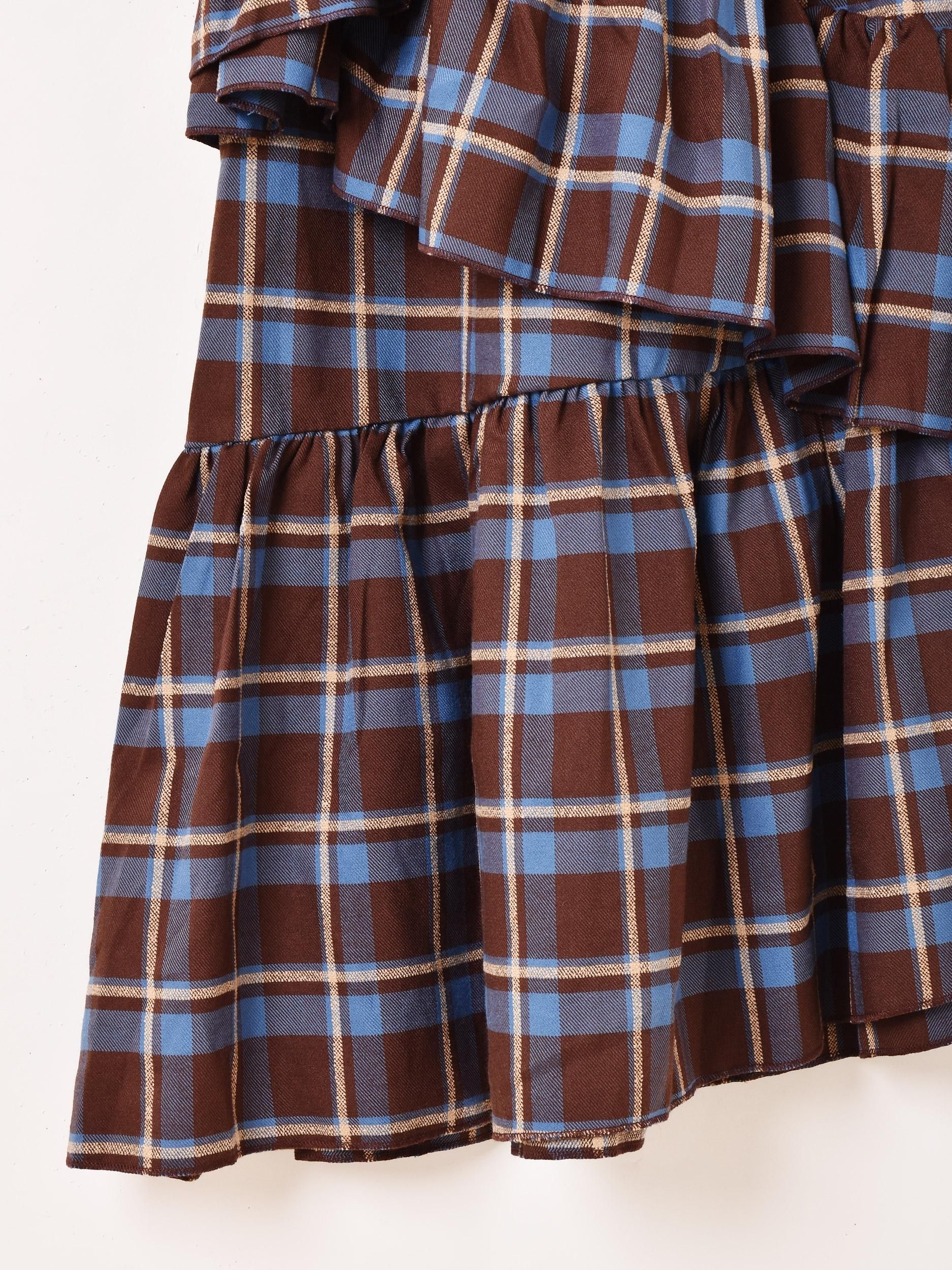 Meridian」チェック柄 フリル アシンメトリー スカート - 古着屋