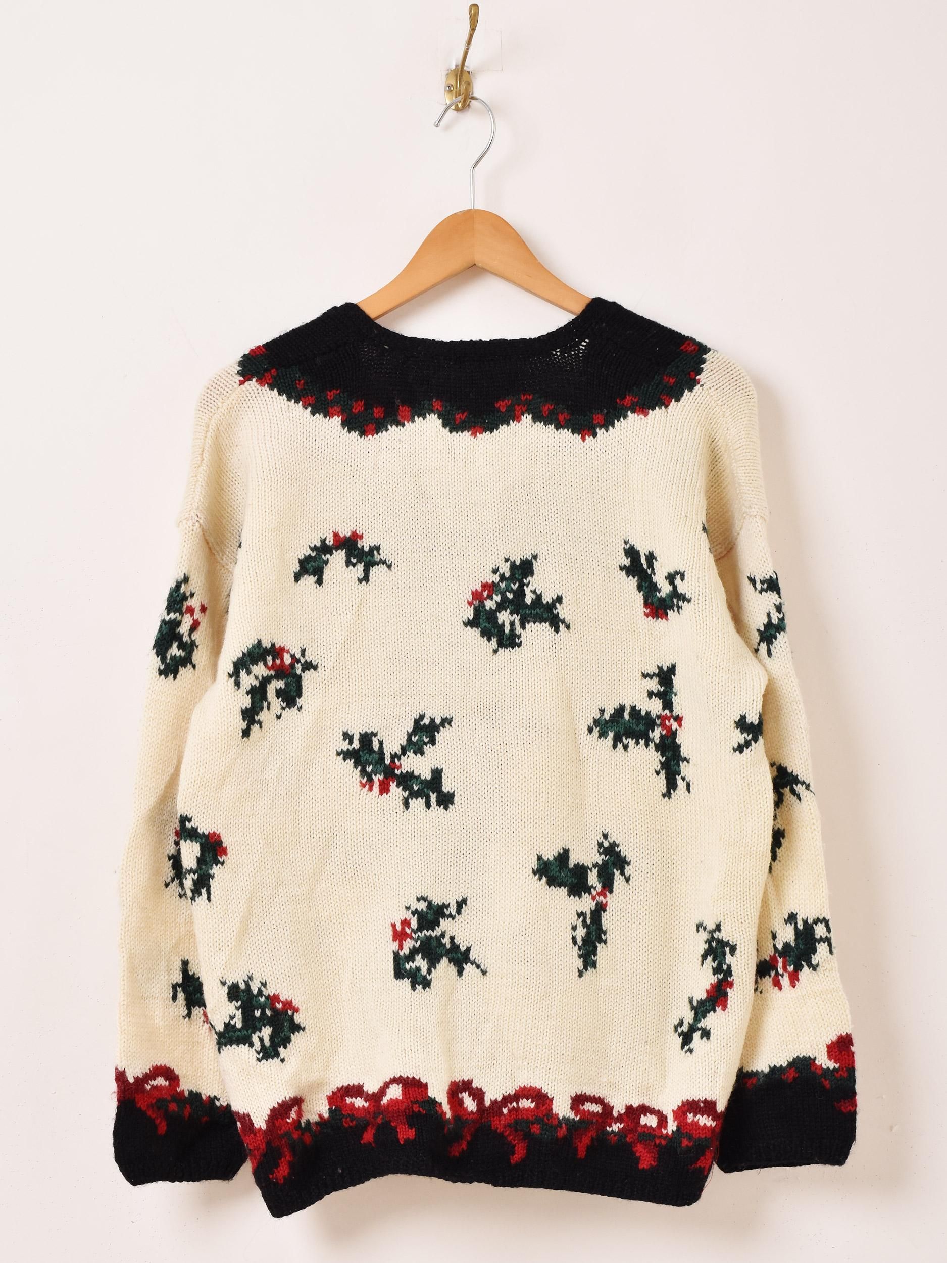 クリスマスデザイン ハンドニット カーディガン - 古着屋