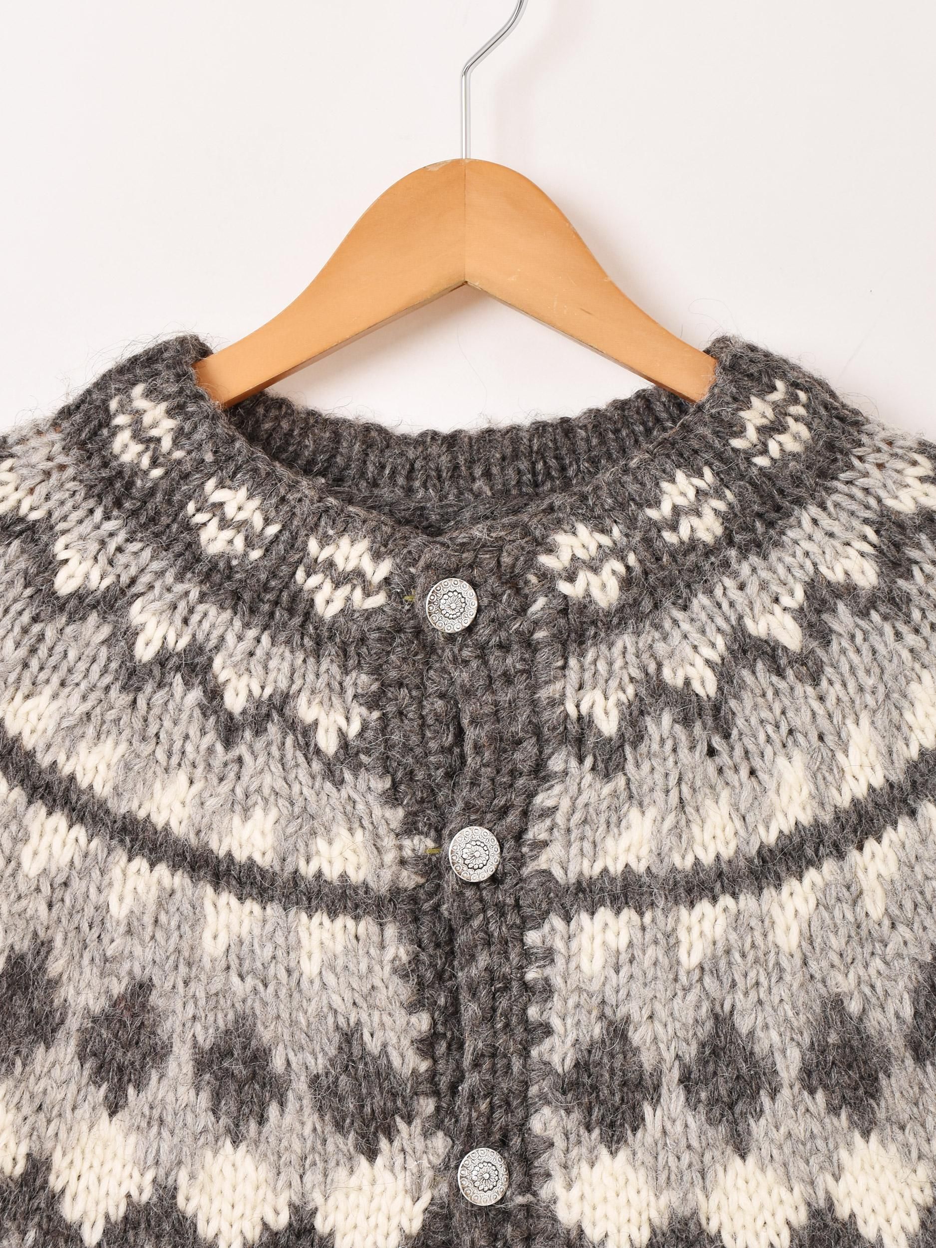 アイスランド製 ハンドニット ノルディックカーディガン - 古着屋