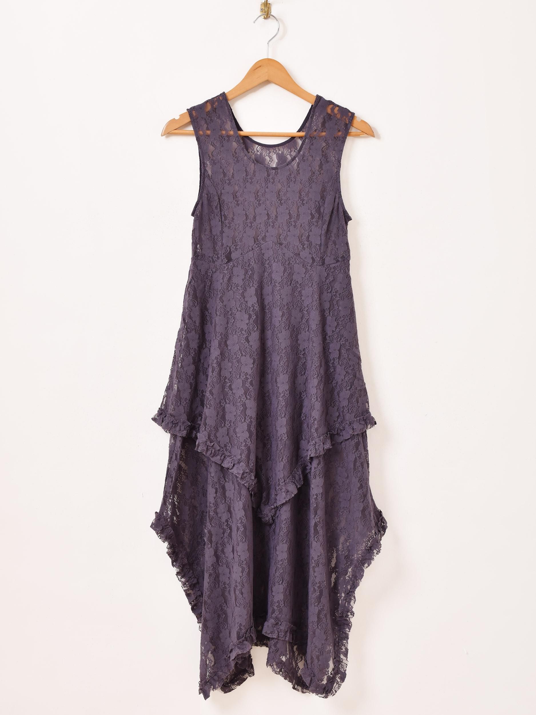 2色展開】「Meridian」花柄レース フリル ノースリーブワンピース