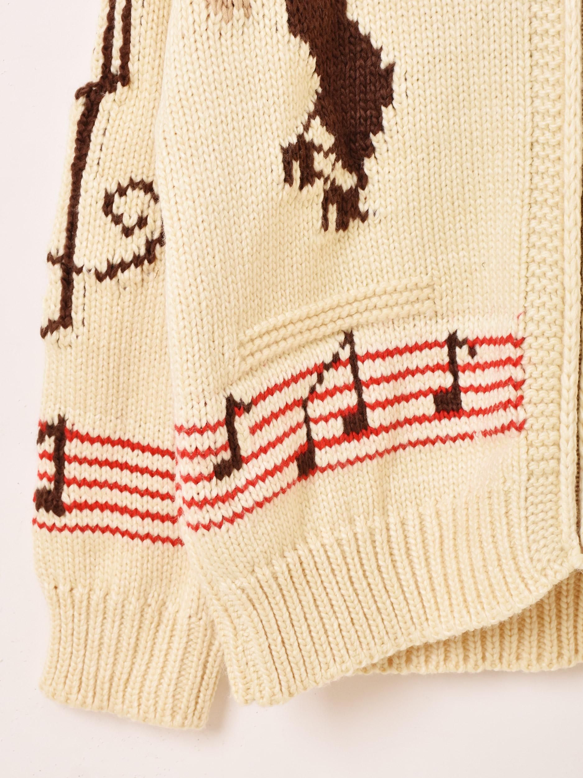 Meridian」ダンス柄 カウチンセーター ホワイト - 古着屋