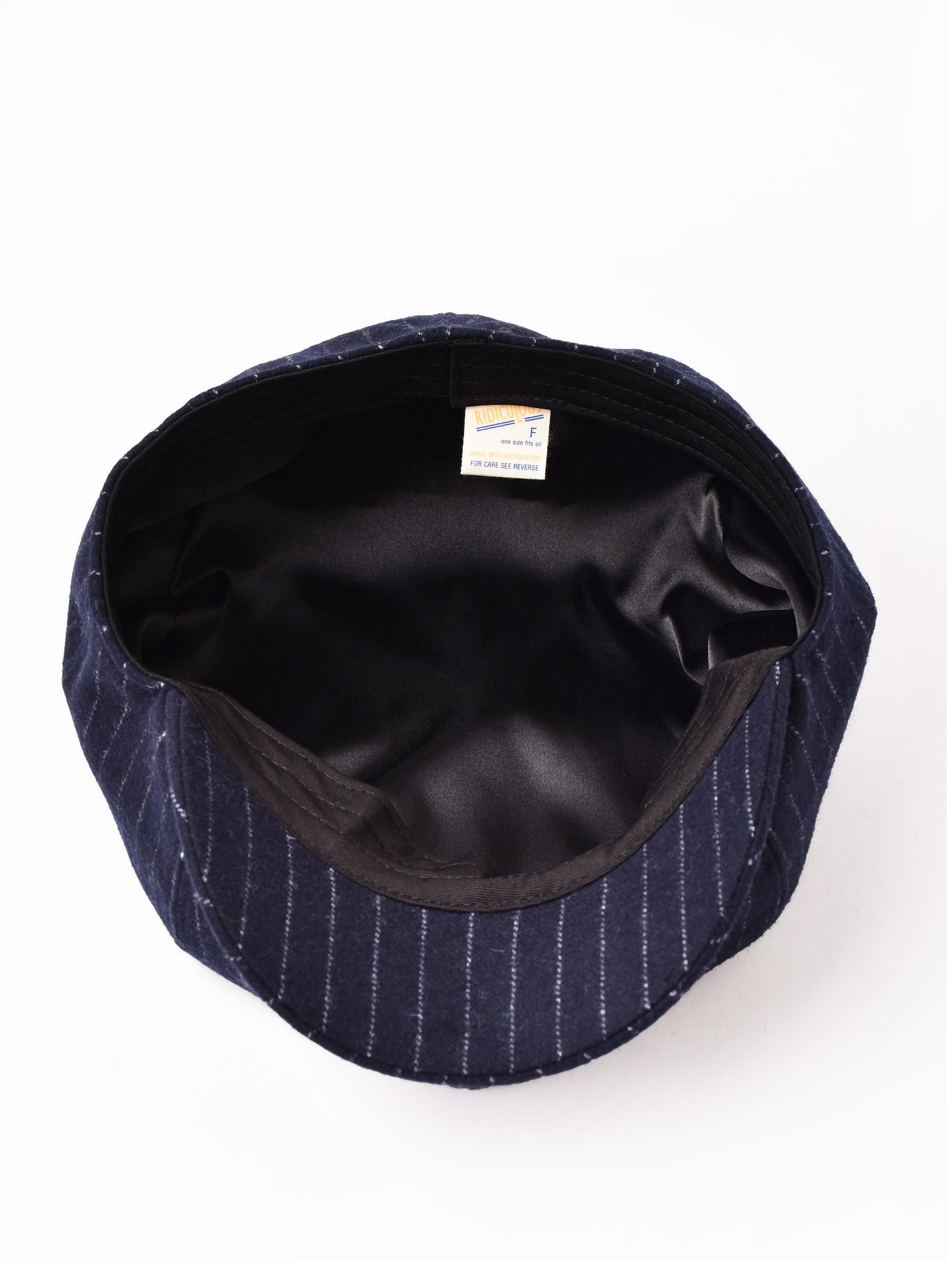 ピンストライプ柄 キャスケット ネイビー - 古着屋グレープフルーツ