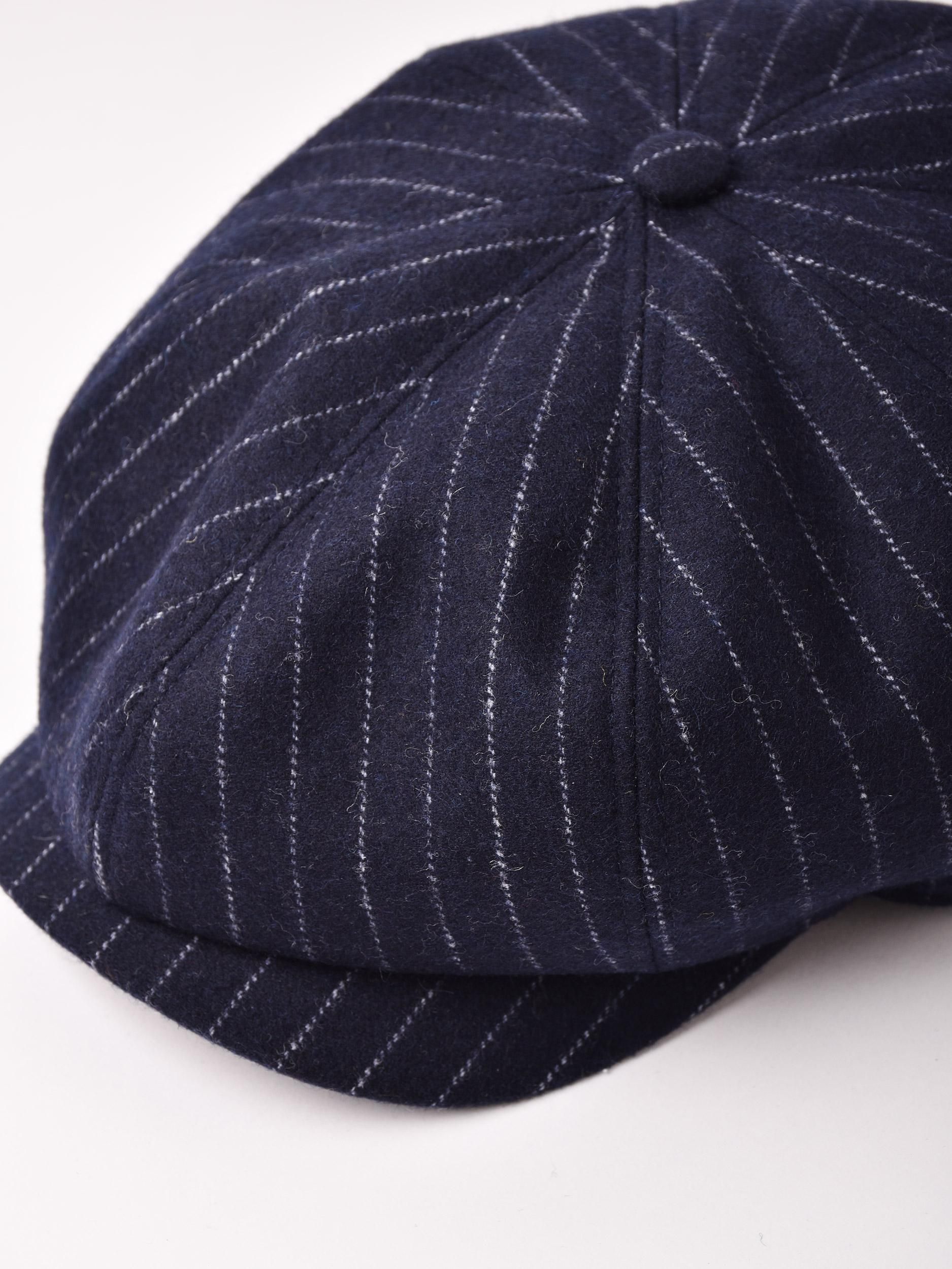 ピンストライプ柄 キャスケット ネイビー - 古着屋グレープフルーツ