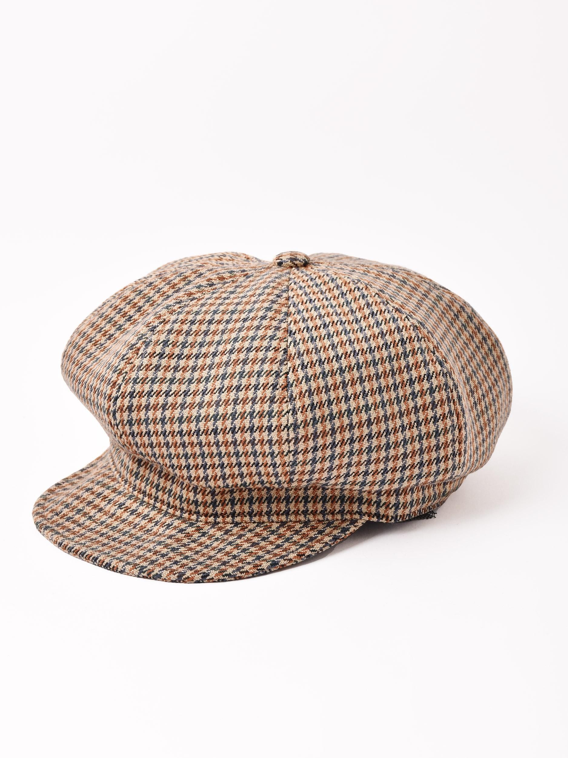 千鳥格子柄 キャスケット ベージュ - 古着屋グレープフルーツ ムーン