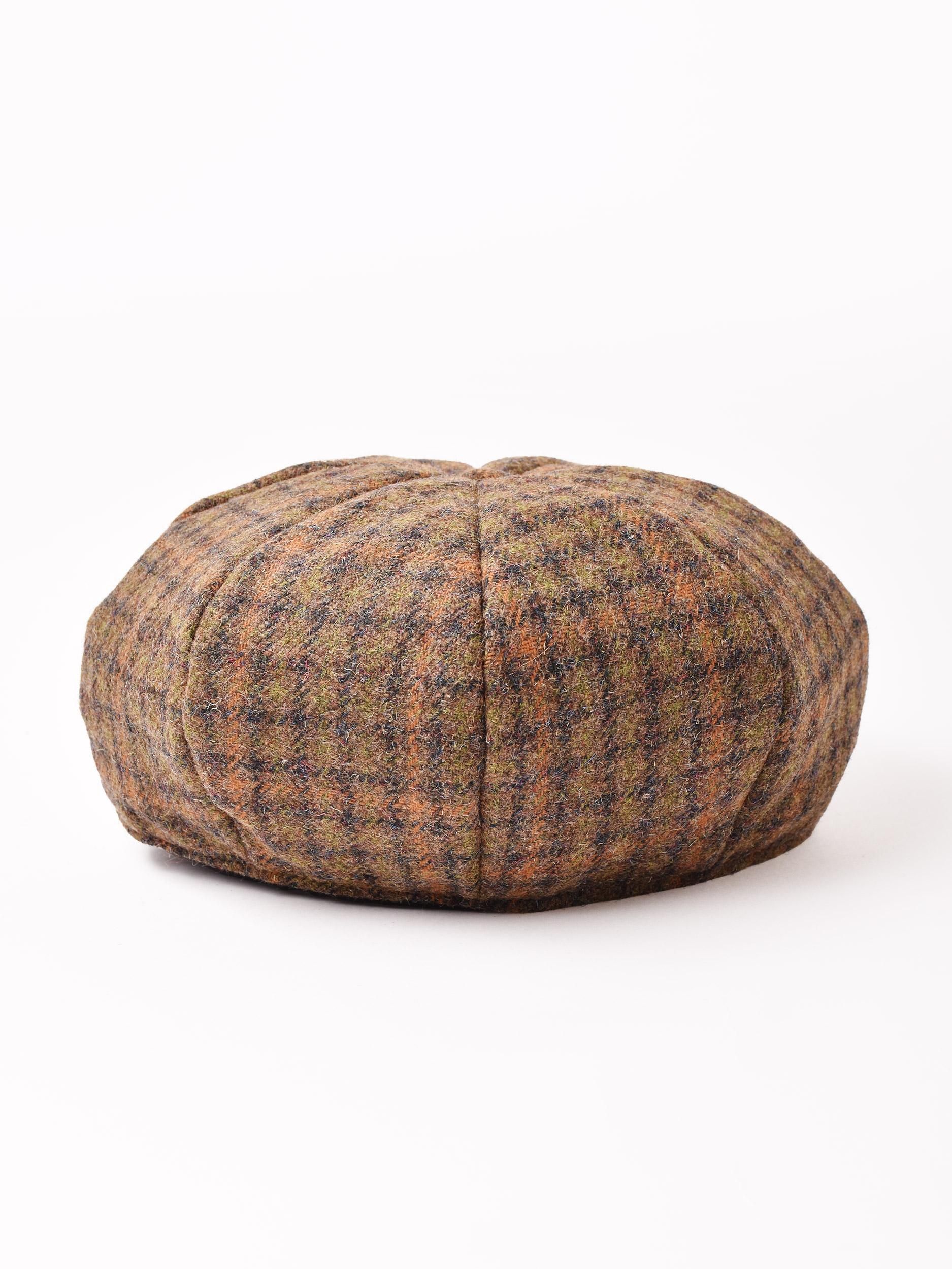 チェック柄 ウール キャスケット ブラウン - 古着屋グレープフルーツ