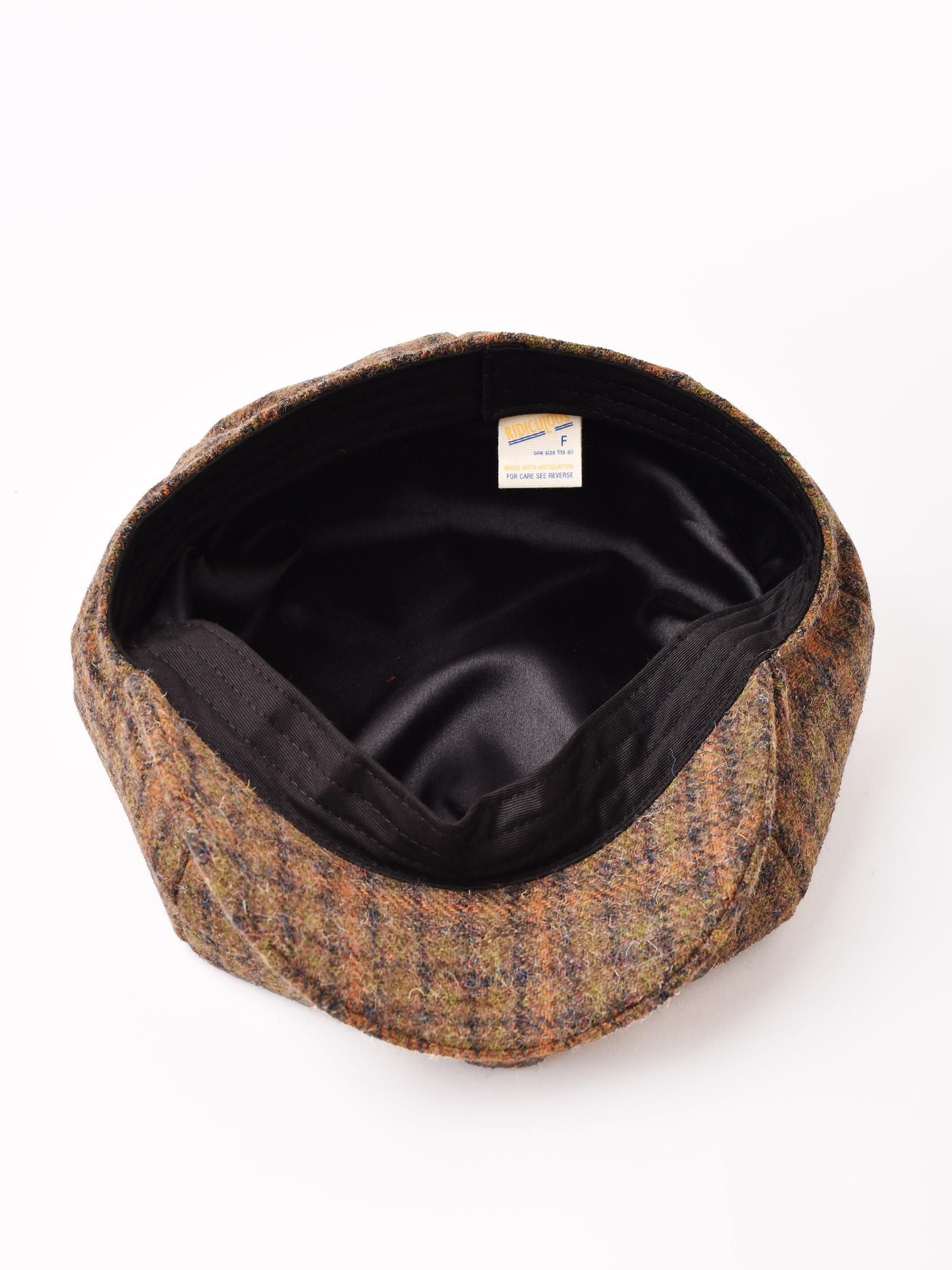 チェック柄 ウール キャスケット ブラウン - 古着屋グレープフルーツ