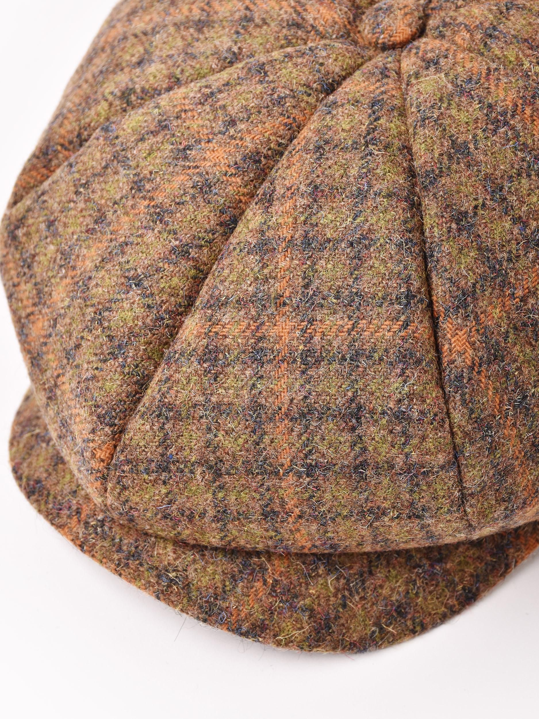 チェック柄 ウール キャスケット ブラウン - 古着屋グレープフルーツ