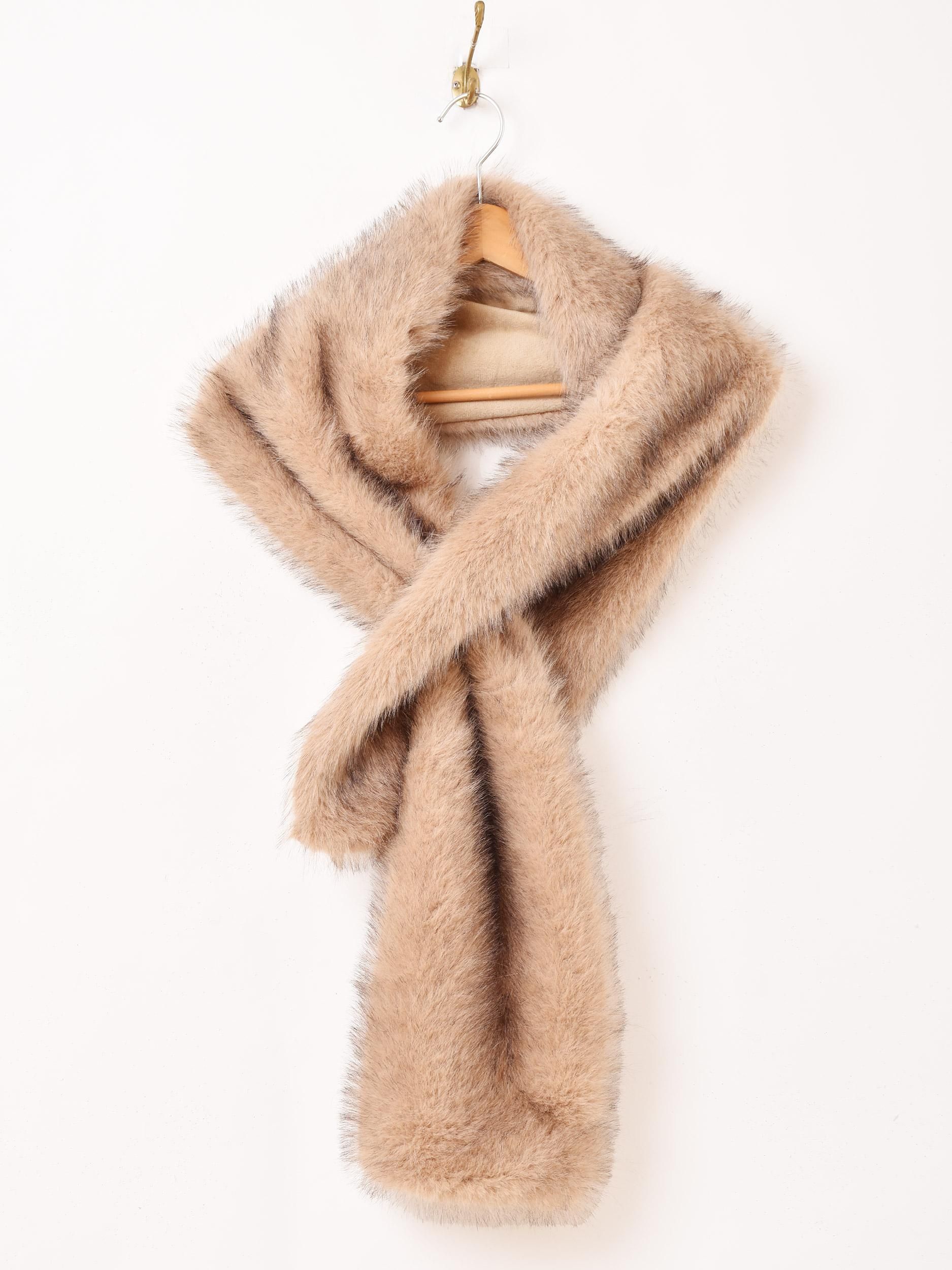 フェイクファー マフラー ベージュ - 古着屋グレープフルーツ ムーン