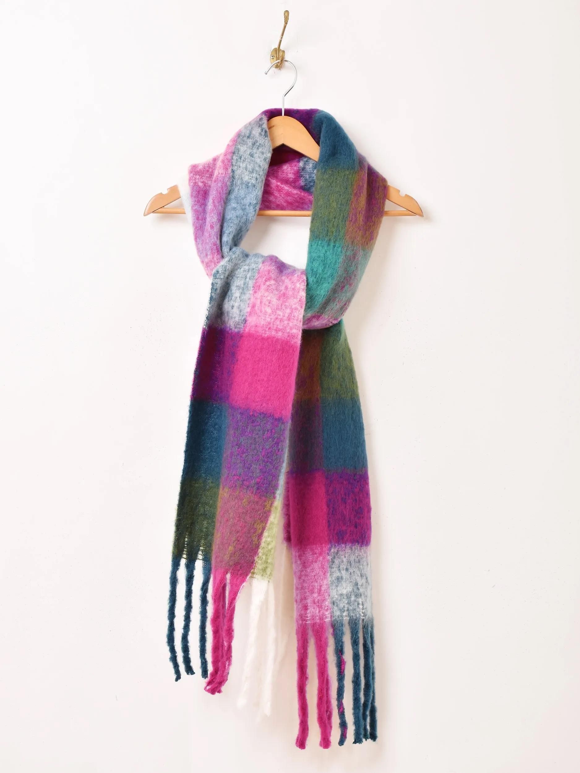 6色展開】大判 カラフルチェック ストール マルチカラー - 古着屋