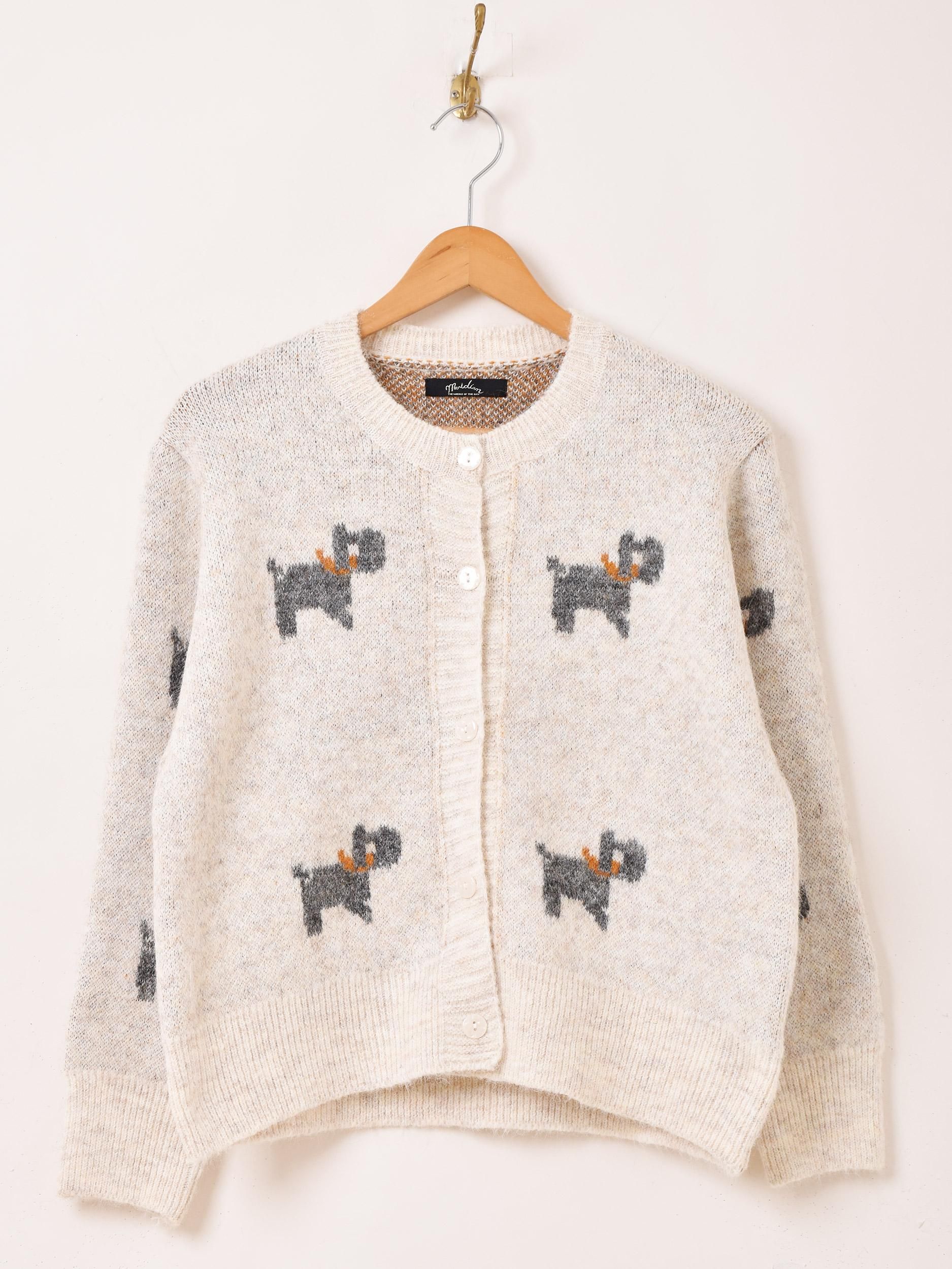 2色展開】「Meridian」犬柄 カーディガン ホワイト - 古着屋
