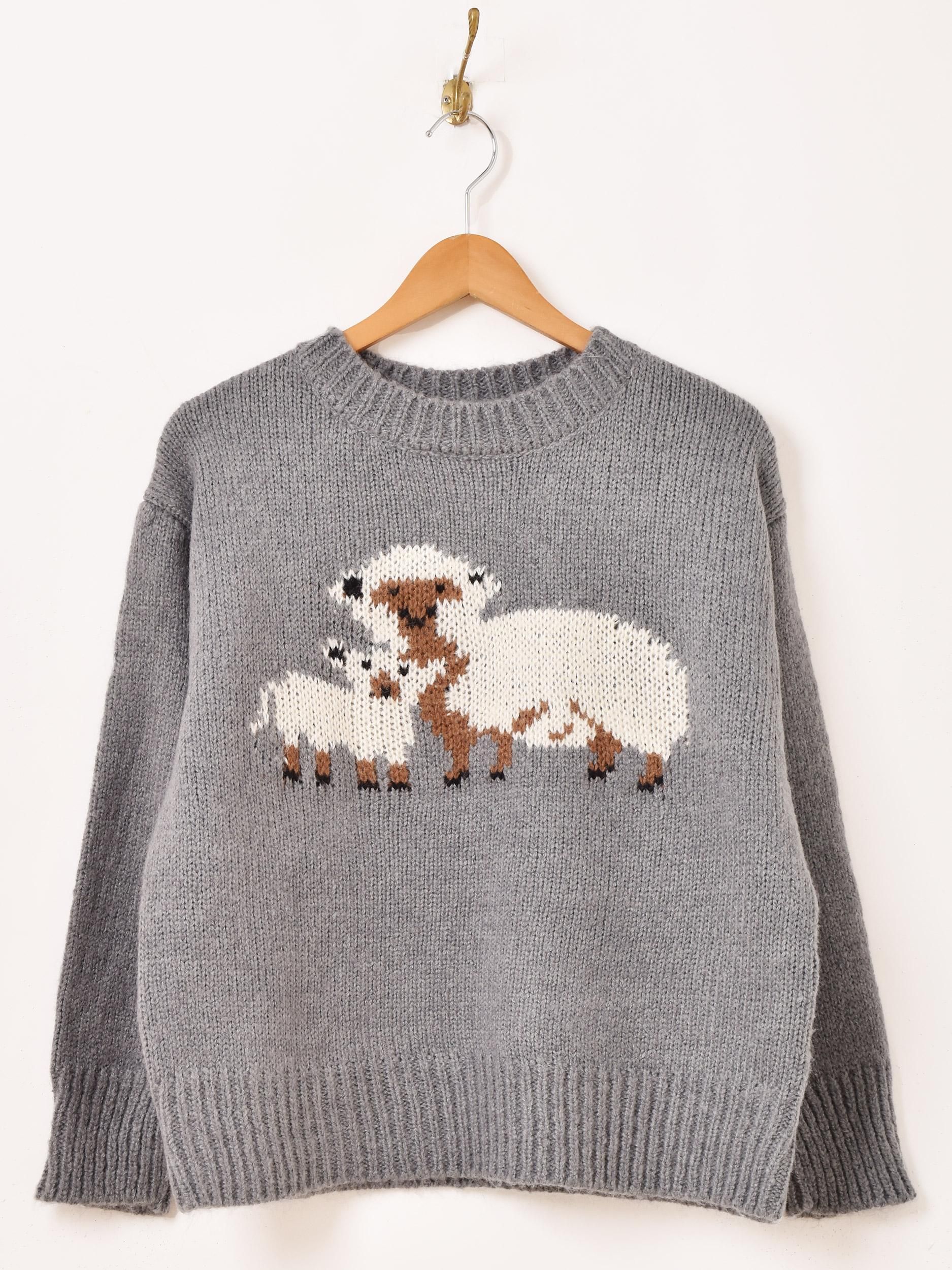 2色展開】「Meridian」アニマル 羊 セーター グレー - 古着屋