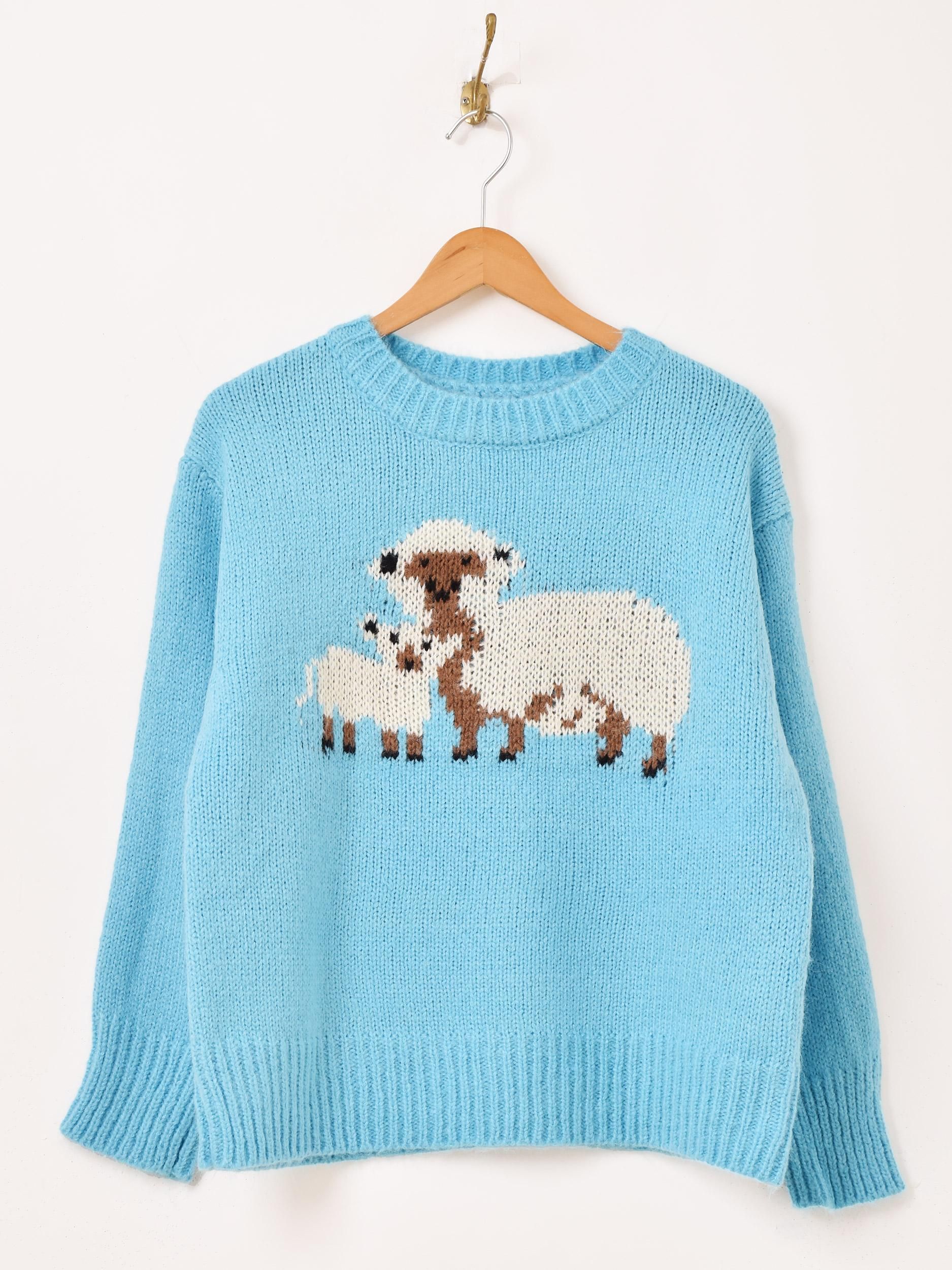 2色展開】「Meridian」アニマル 羊 セーター サックスブルー - 古着屋