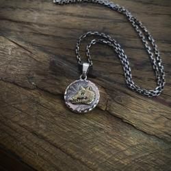   Japanese Wolf  Forging Coin Necklace.