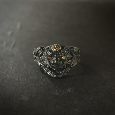 日本黒唐獅子 ”指環 / silver925 × brass × p.sapphire - ORIENT 日本黒唐獅子 ”指環 / silver925 × brass × p.sapphire - ORIENT