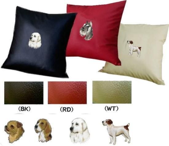 犬柄刺繍のクッションカバー